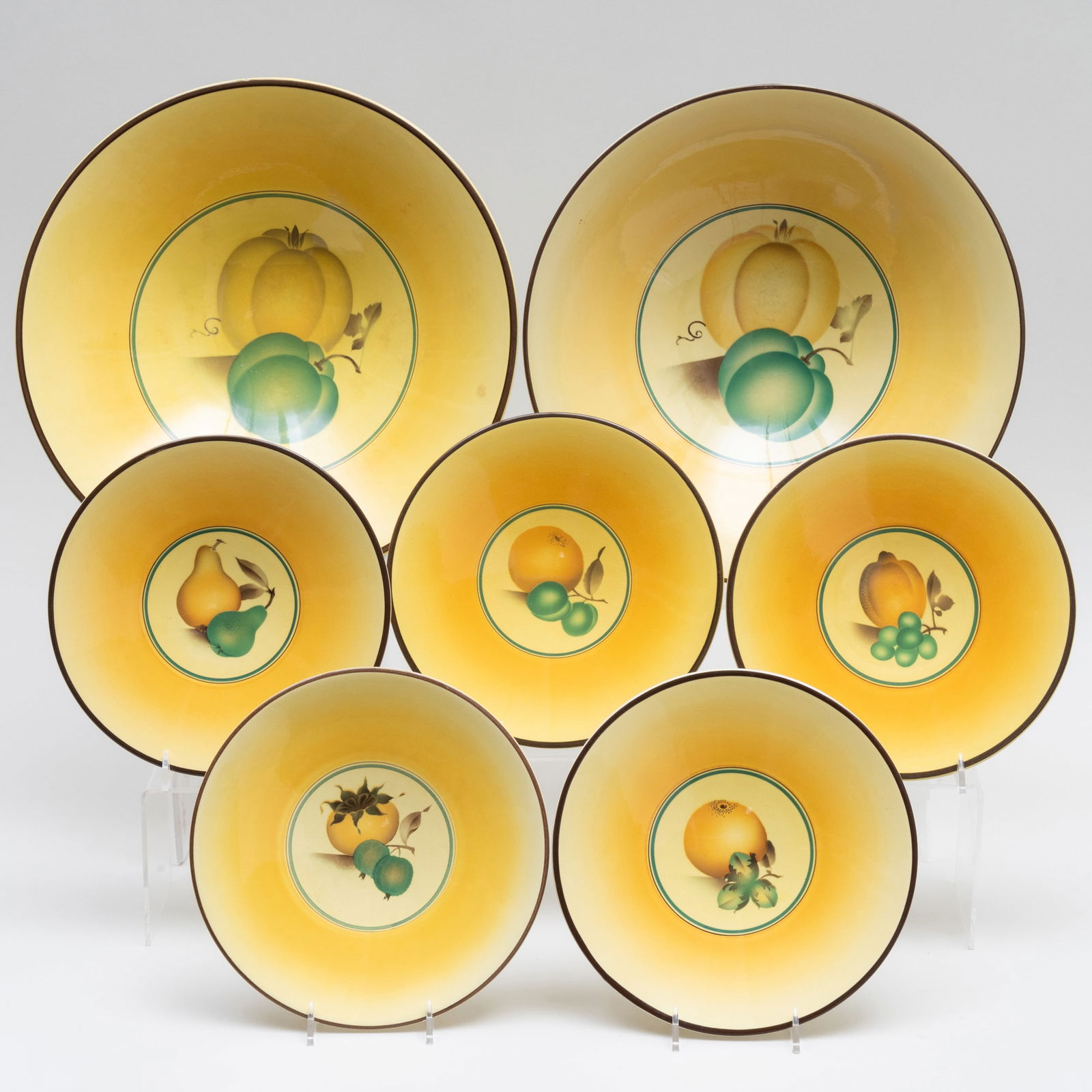 Set of Aluminia Royal Copenhagen Yellow Ground Porcelain Dishes (1 of 16)