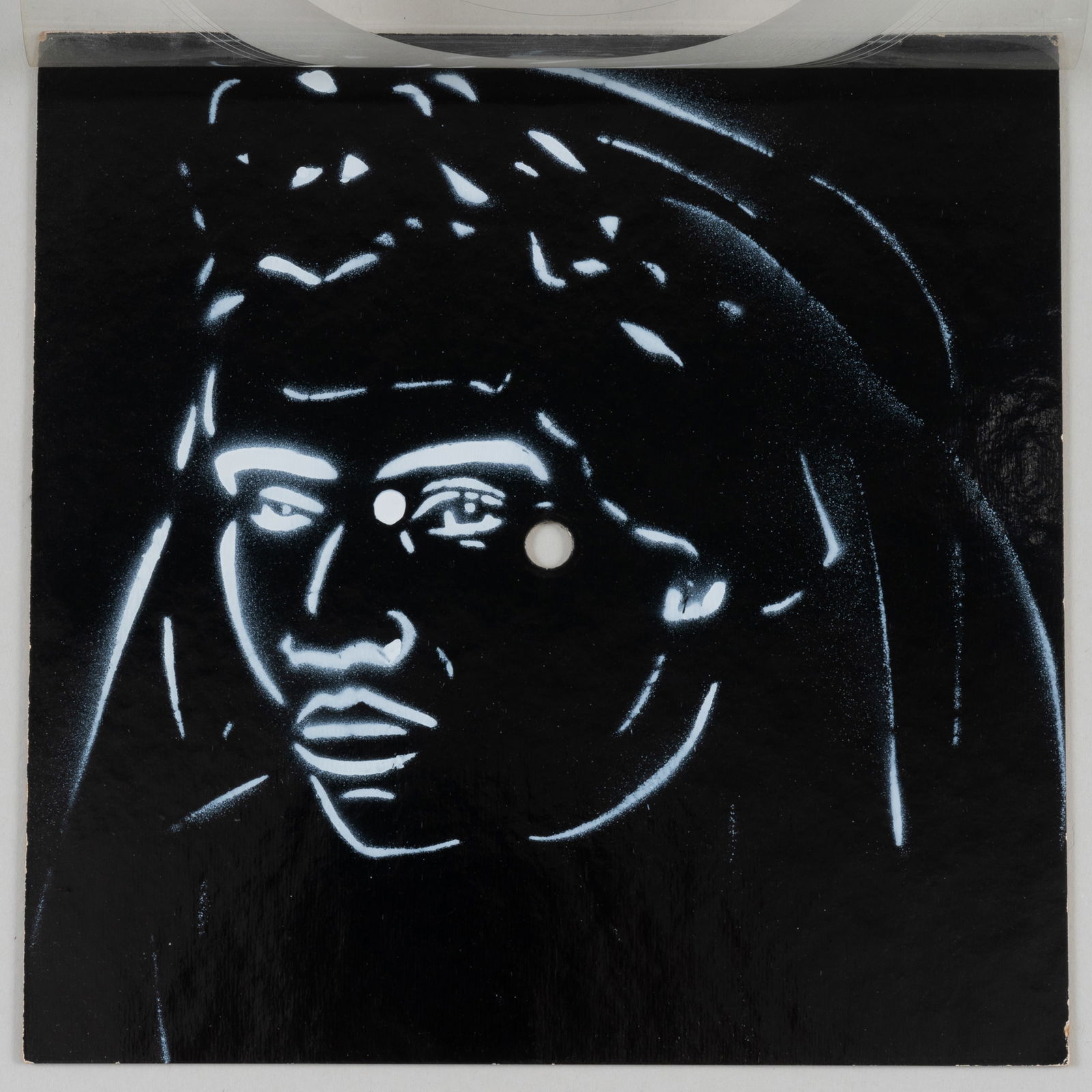 Izhar Patkin (b. 1955): The Meta Bride: Izhar Patkin (b. 1955): The Meta Bride Spray enamel on paper with acetate, 1983, signed, dated and inscribed 'To Bernice from Izhar 83' in ink on the reverse. 8 1/4 x 8 1/4 in. (sheet), unfram