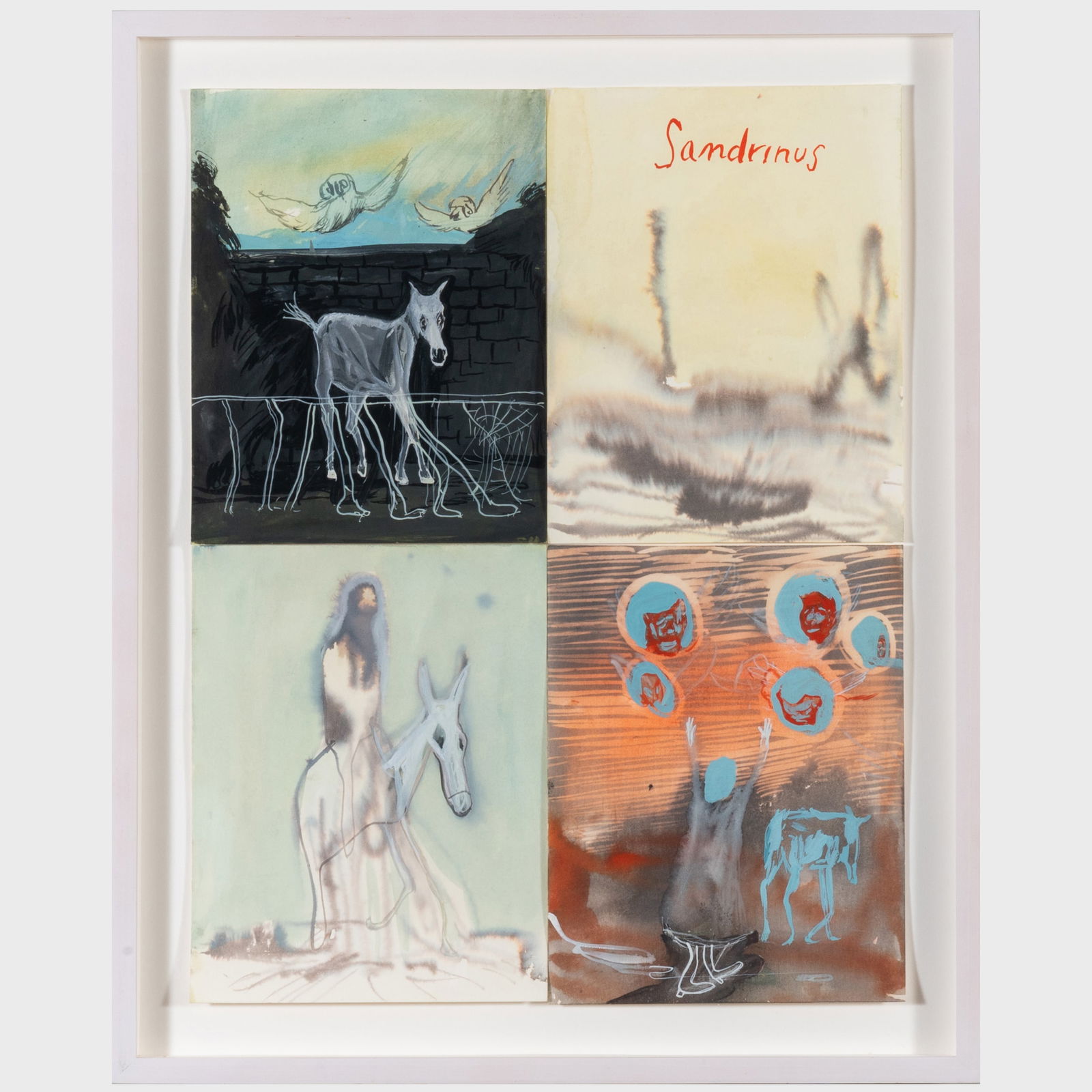 Alessandro Pessoli (b. 1963): Untitled (Group C), from Sandrinus Series: Alessandro Pessoli (b. 1963): Untitled (Group C), from Sandrinus Series The set of four gouache and watercolor on paper, 2002, unsigned, with label from Anton Kern Gallery, NY. All 7 1/2 x 5 7/8 in. (