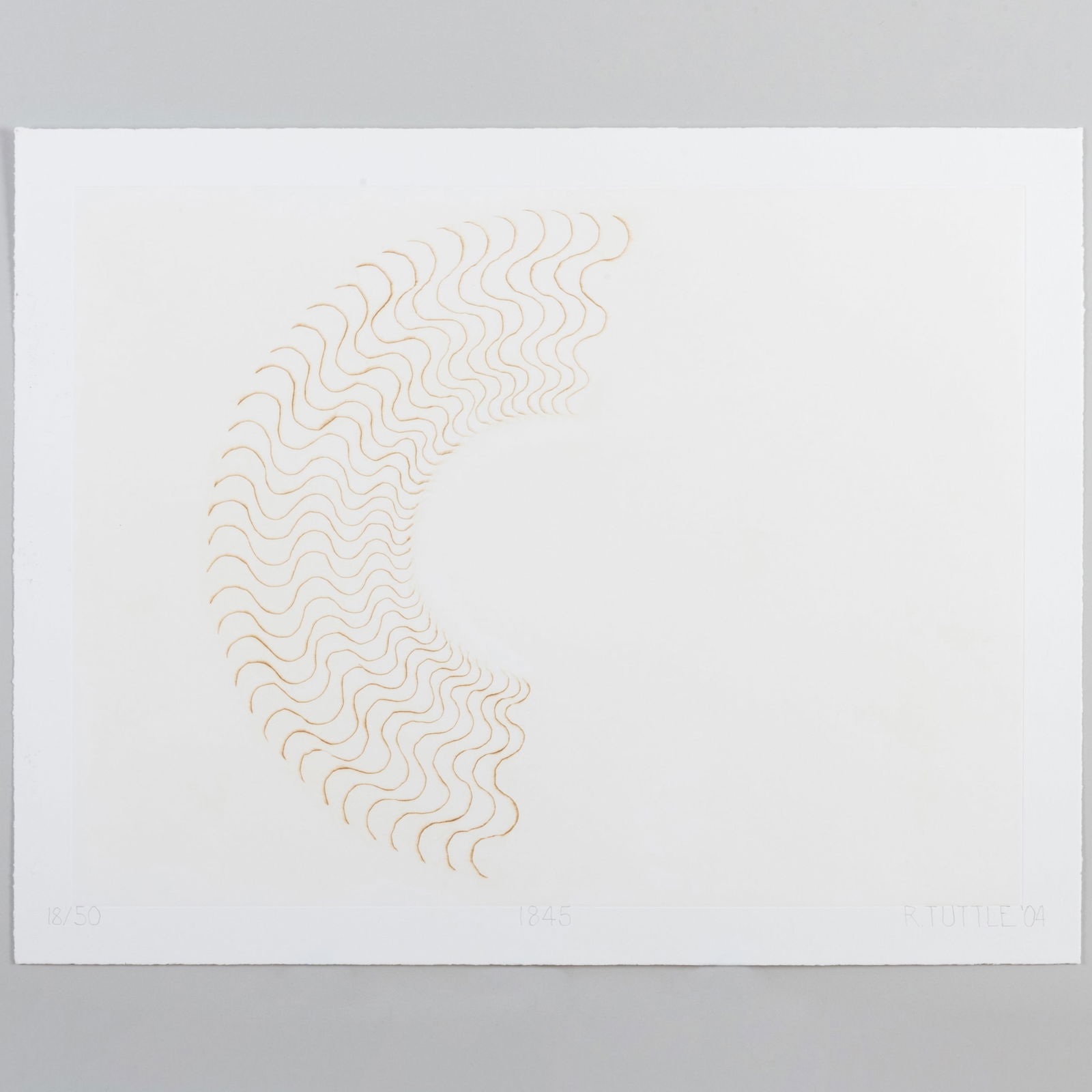 Richard Tuttle (b. 1941): 1845: Richard Tuttle (b. 1941): 1845 Drypoint in colors on wove paper, 2004, signed, titled and dated in pencil, numbered 18/50. 18 1/2 x 23 1/2 in. (sheet), unframed. Brooke Alexander Gallery, NY.