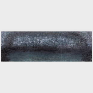 Rebecca Purdum (b. 1959): Firmament (Triptych): Rebecca Purdum (b. 1959): Firmament (Triptych) Oil on wood panels, 2002, signed 'Rebecca Purdum', titled and dated on the reverse, with label from Tilton Gallery, NY. 16 x 48 in., unframed.&nb