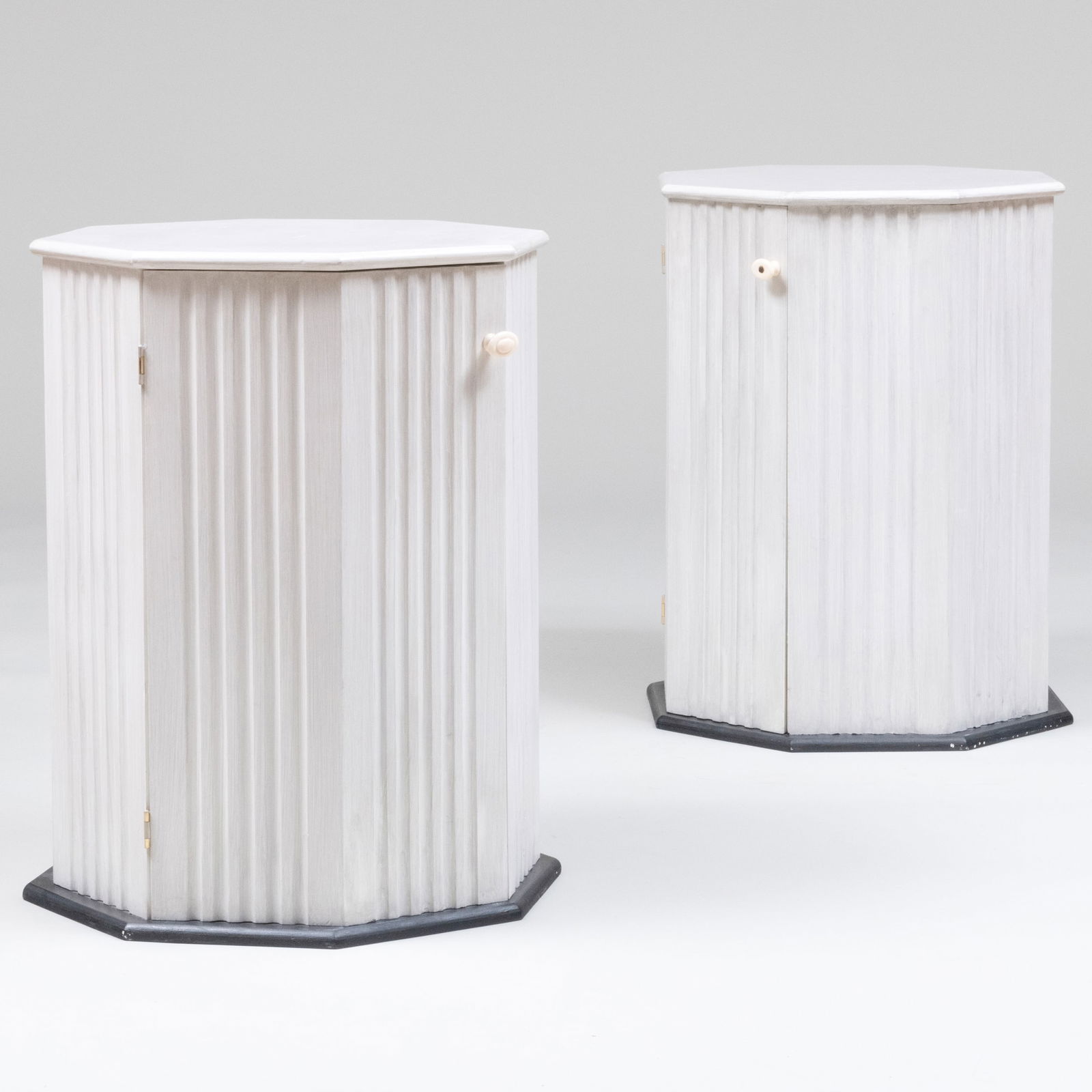 Pair of Contemporary White Painted Octagonal End Tables (1 of 8)