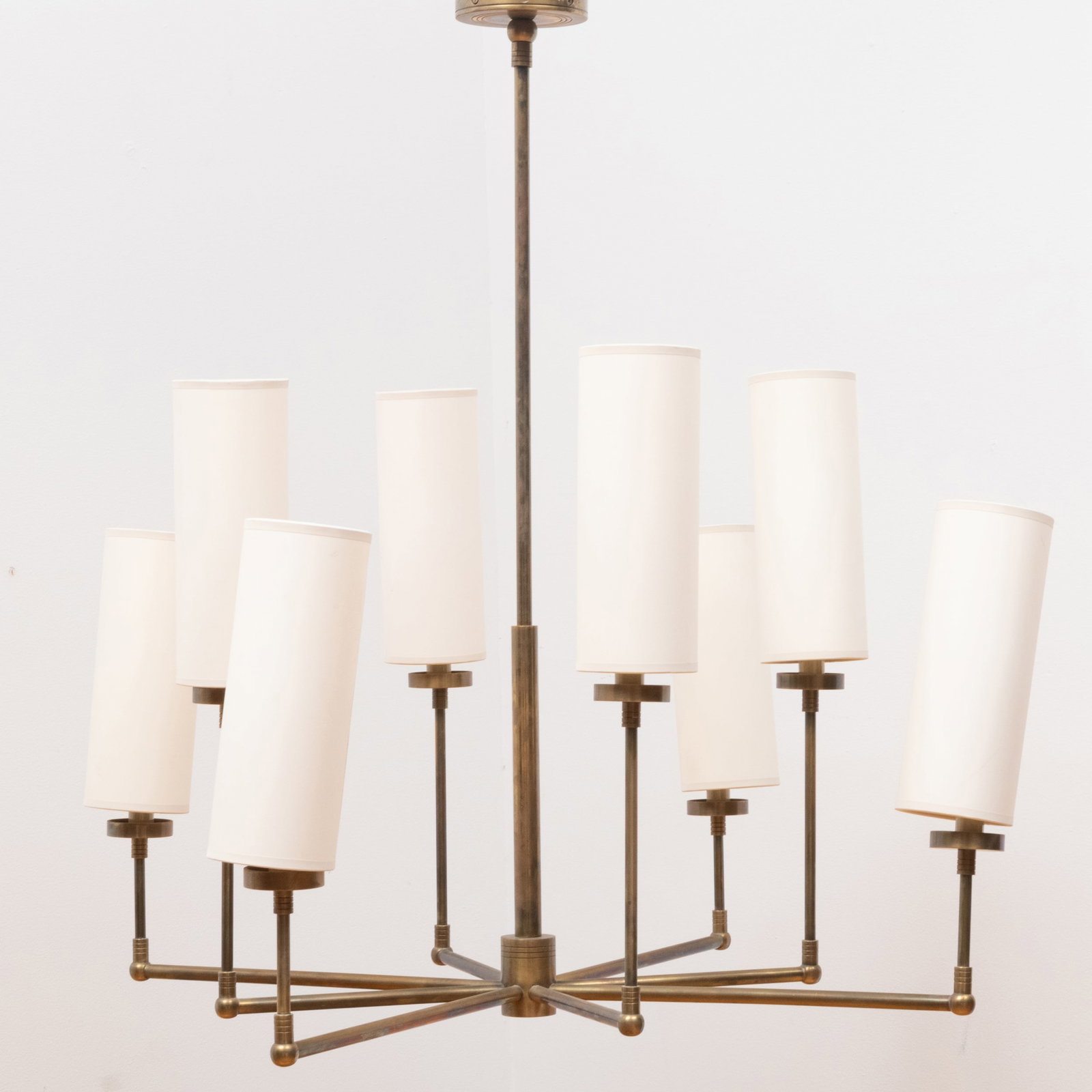Modern Brass Gilt-Metal Eight-Light Chandelier: Modern Brass Gilt-Metal Eight-Light Chandelier 33 x 34 in. diam.