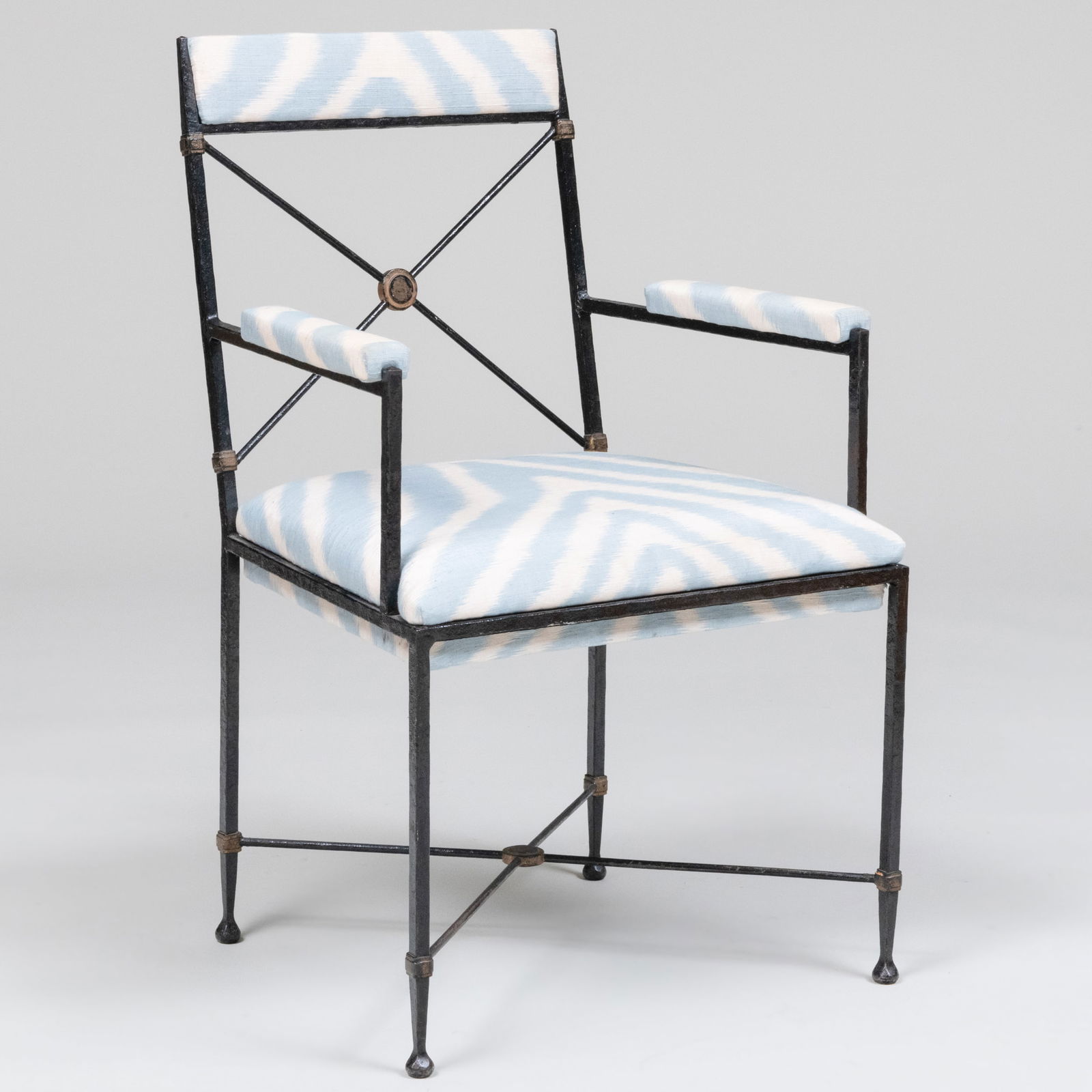 Ebonized and Parcel-Gilt Metal and Upholstered Armchair (1 of 10)