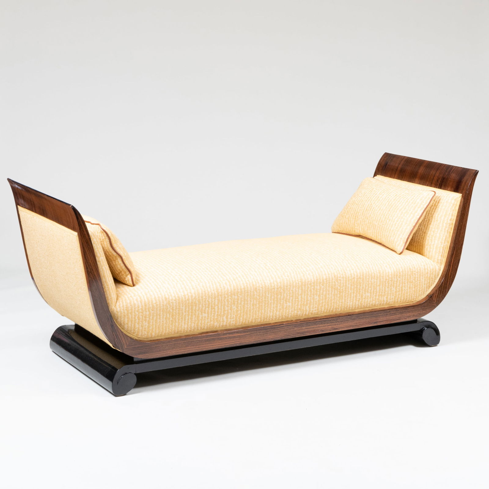 Art Deco Ebony and Upholstered Chaise Lounge (1 of 11)
