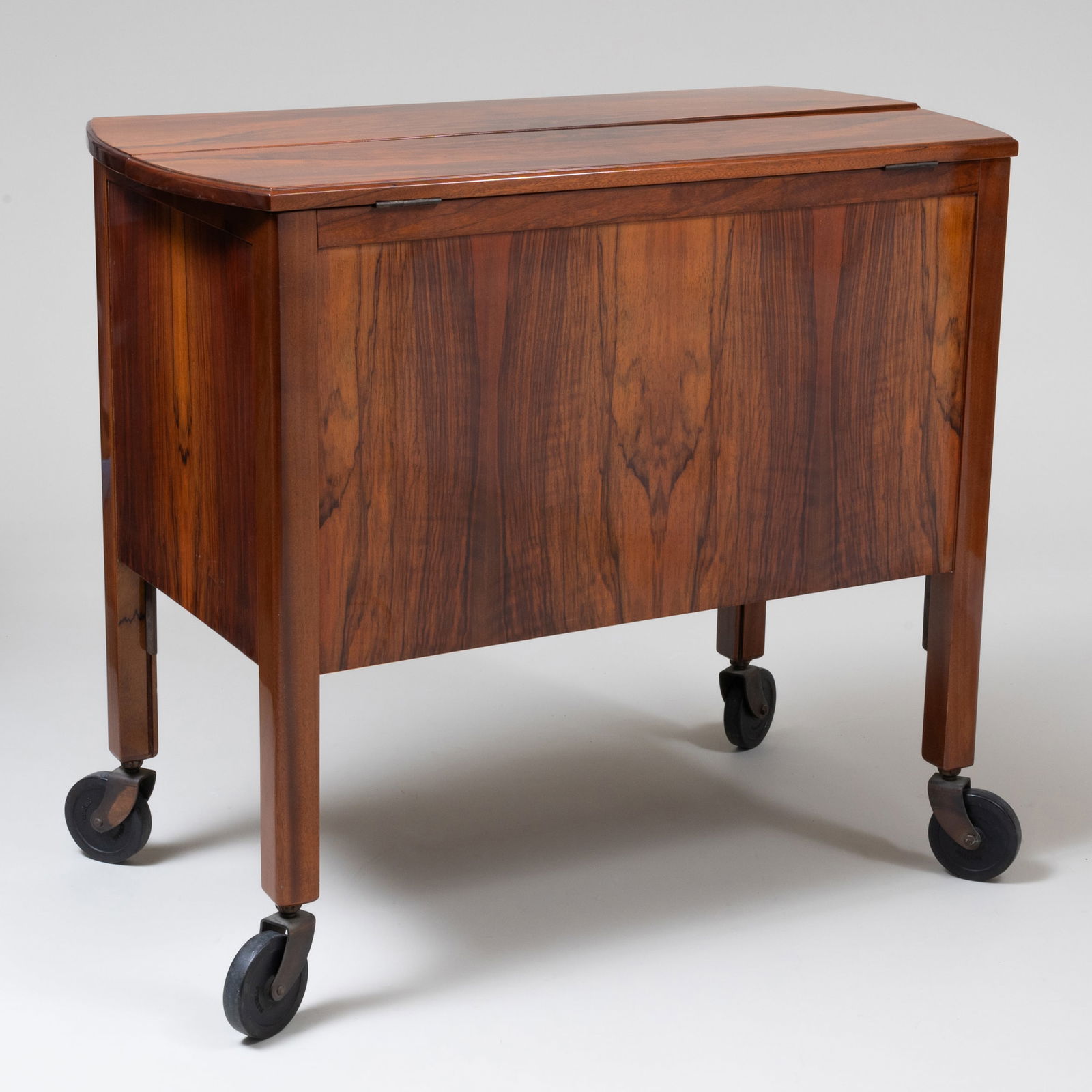 Art Deco Black Walnut Metamorphic Rolling Cocktail Cart (1 of 10)