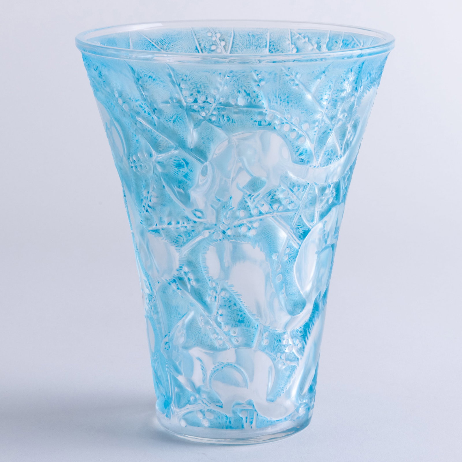 Rene Lalique Patinated Glass 'Senart' Vase: Rene Lalique Patinated Glass 'Senart' Vase Acid stamp. 8 1/2 x 6 1/2 in. diam.
