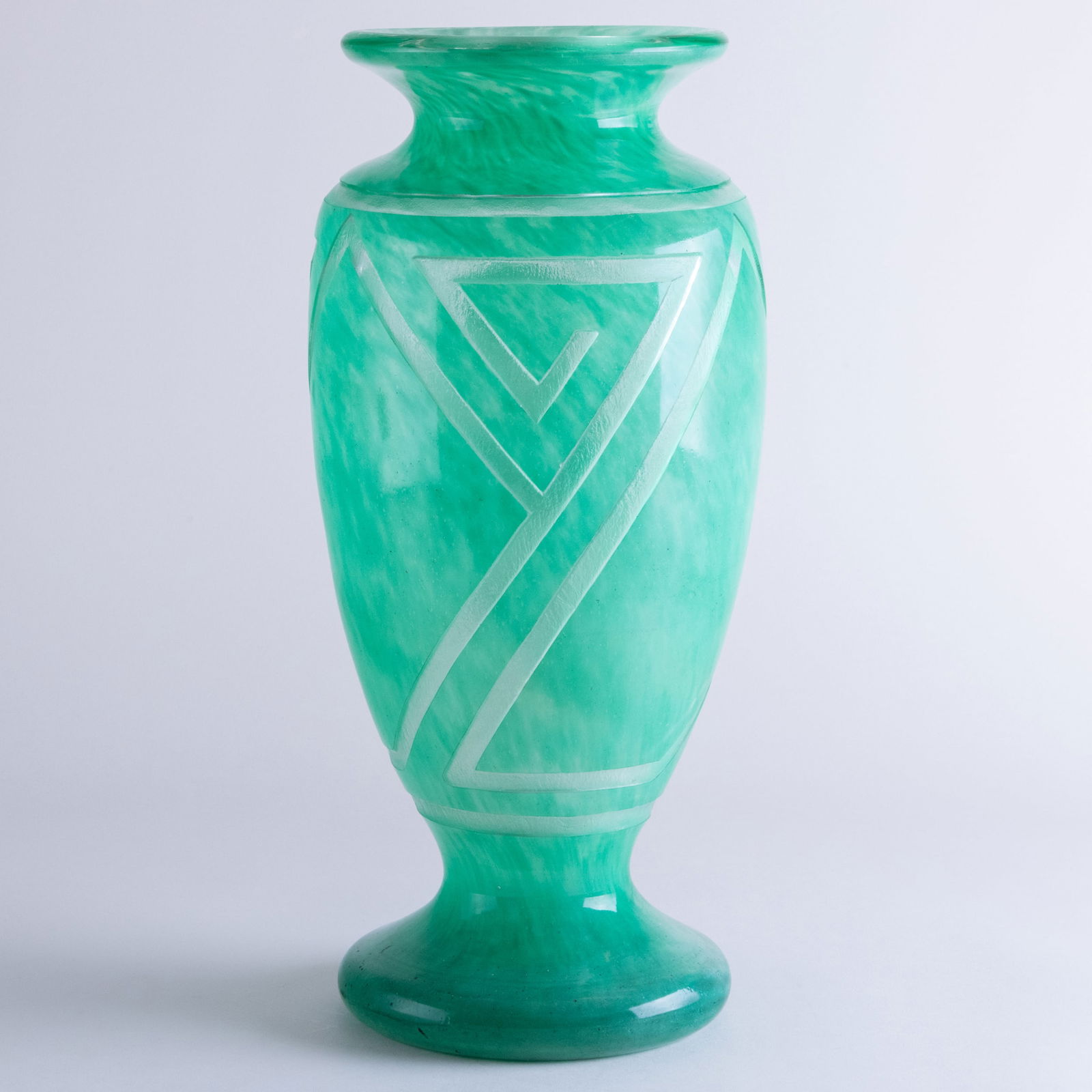 Daum Green Etched Glass Vase (1 of 9)