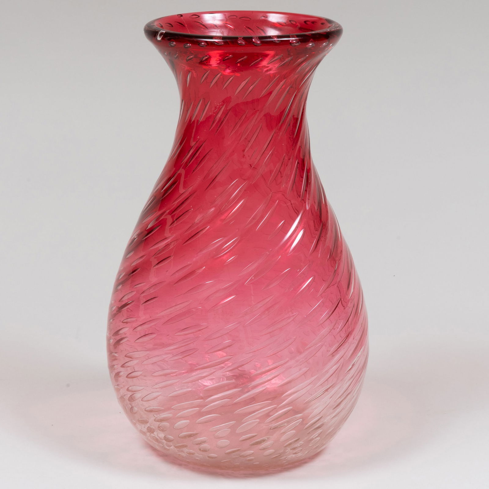 Murano Bullicante Cranberry Glass Vase (1 of 5)