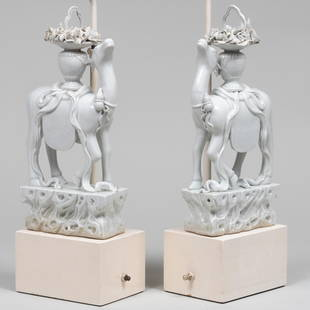 Pair of Chinese Porcelain Figures of Deer Mounted as Lamps by William (Billy) Haines: Pair of Chinese Porcelain Figures of Deer Mounted as Lamps by William (Billy) Haines The deer 12 1/2 x 3 1/2 x 6 1/2 in., 27 x 7 x 5 in. (to socket). Sold Christie's New York, March 2, 2010, Lot 315.