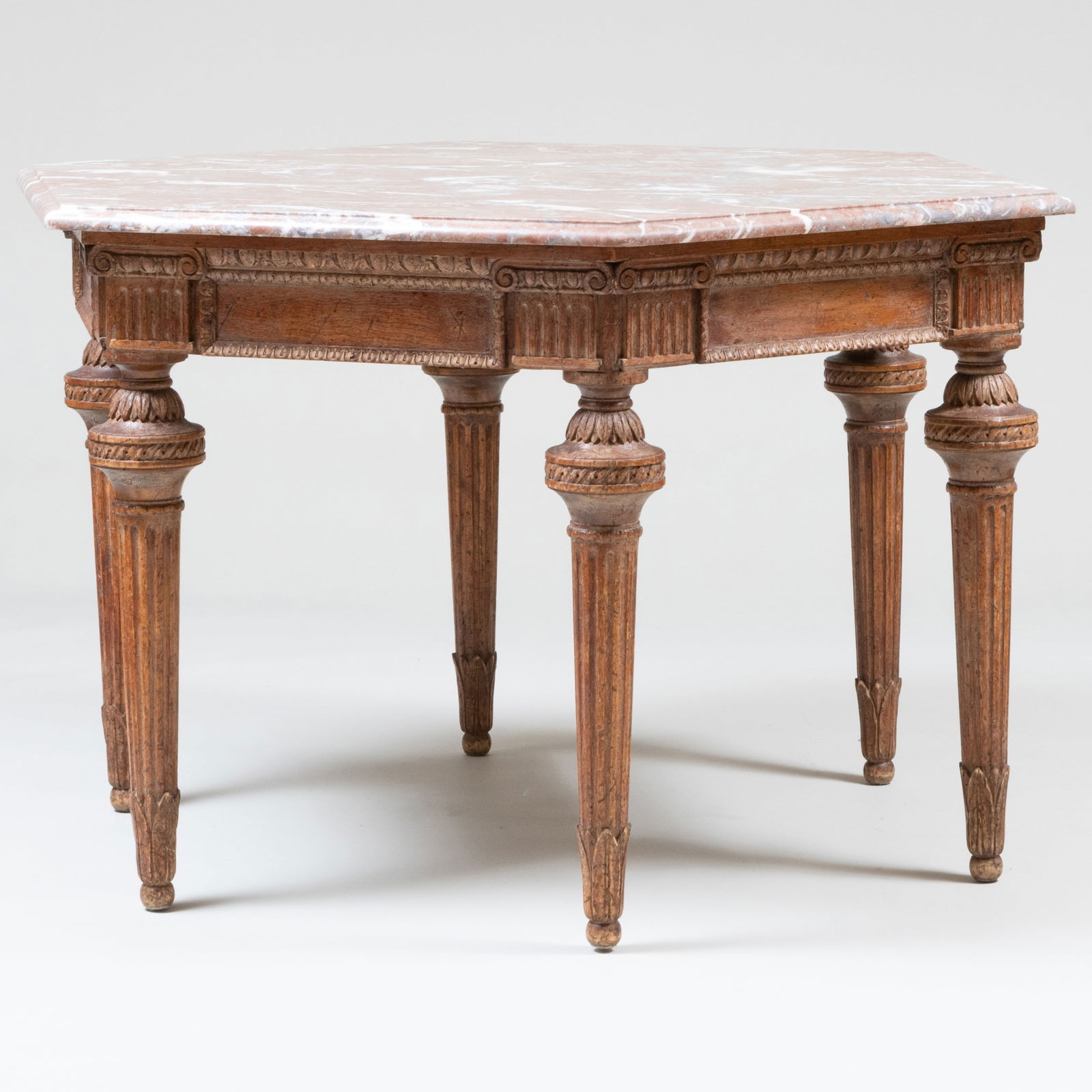 Italian Neoclassical Style Carved Walnut Hexagonal Center Table (1 of 9)