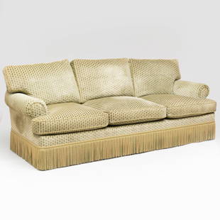 Modern Three Seat Velvet Upholstered Sofa: Modern Three Seat Velvet Upholstered Sofa 33 1/2&nbsp;x 7 ft. 5 in. x 37 in., seat height 18 in.