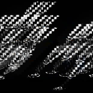 Set of Eighteen Colorless Glass Goblets: Set of Eighteen Colorless Glass Goblets Unmarked. 10 x 4 in. diam.