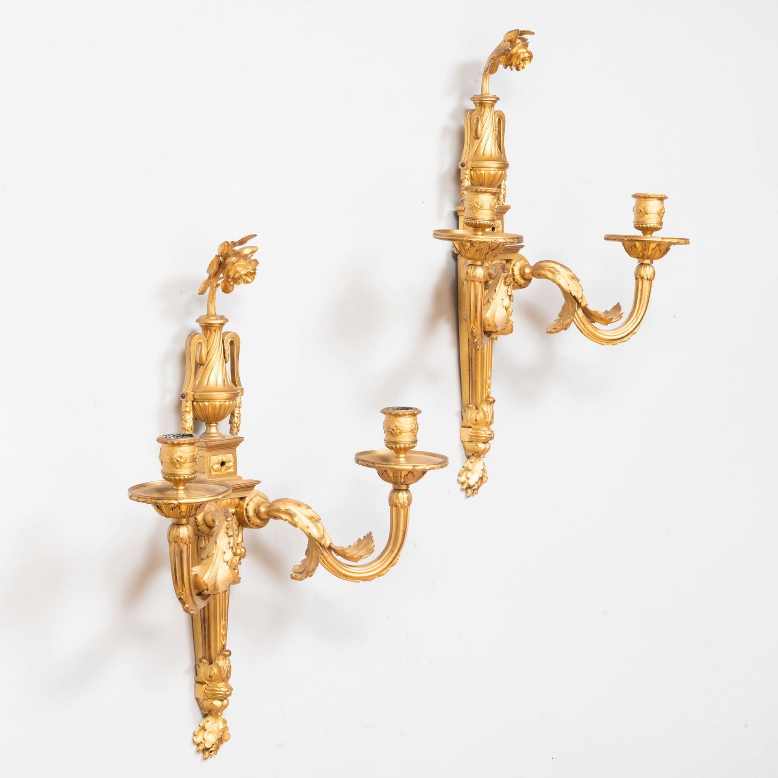 Pair of Louis XVI Style Gilt-Bronze Two Light Sconces (1 of 5)
