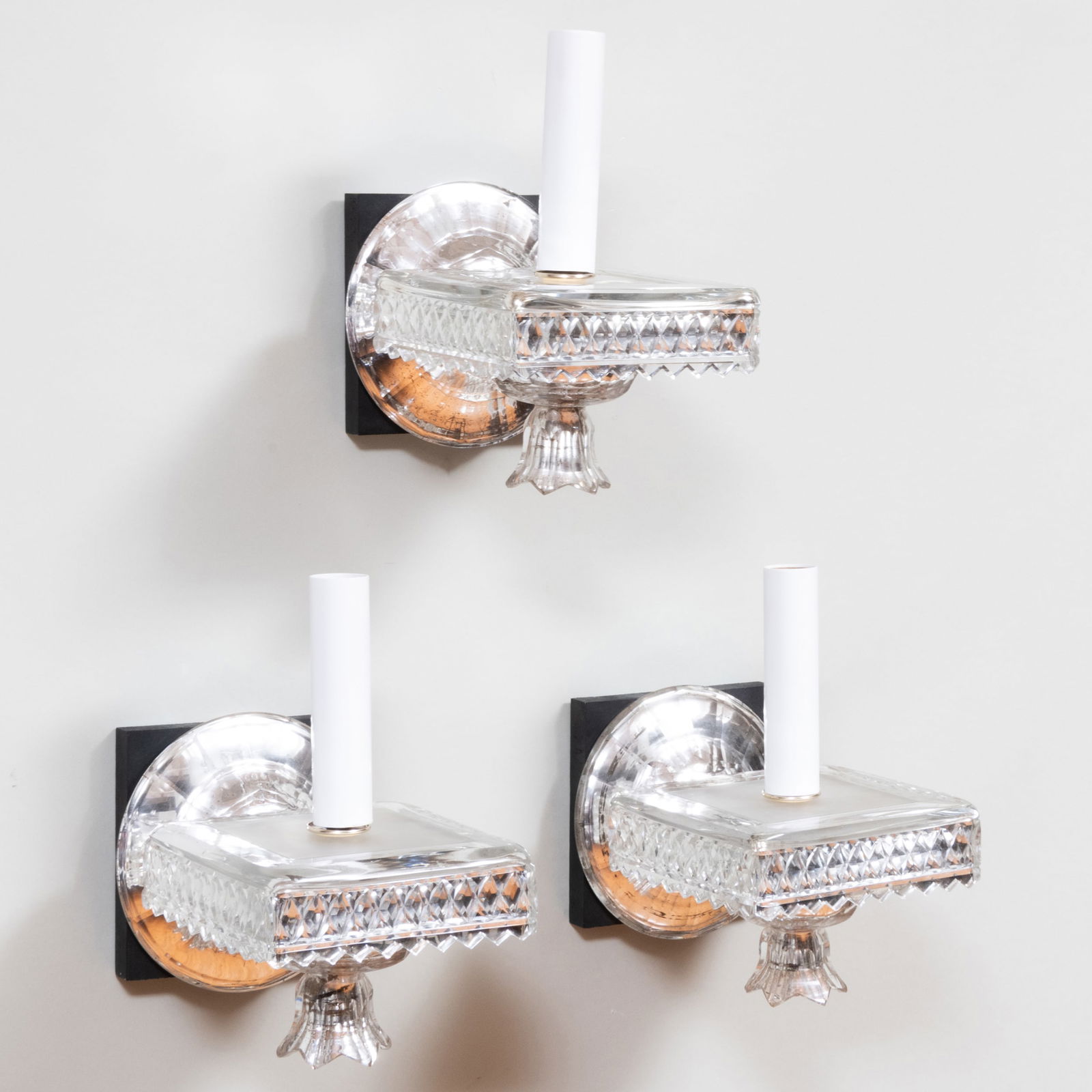 Three Art Deco Style Mercury Glass Single-Light Sconces (1 of 8)