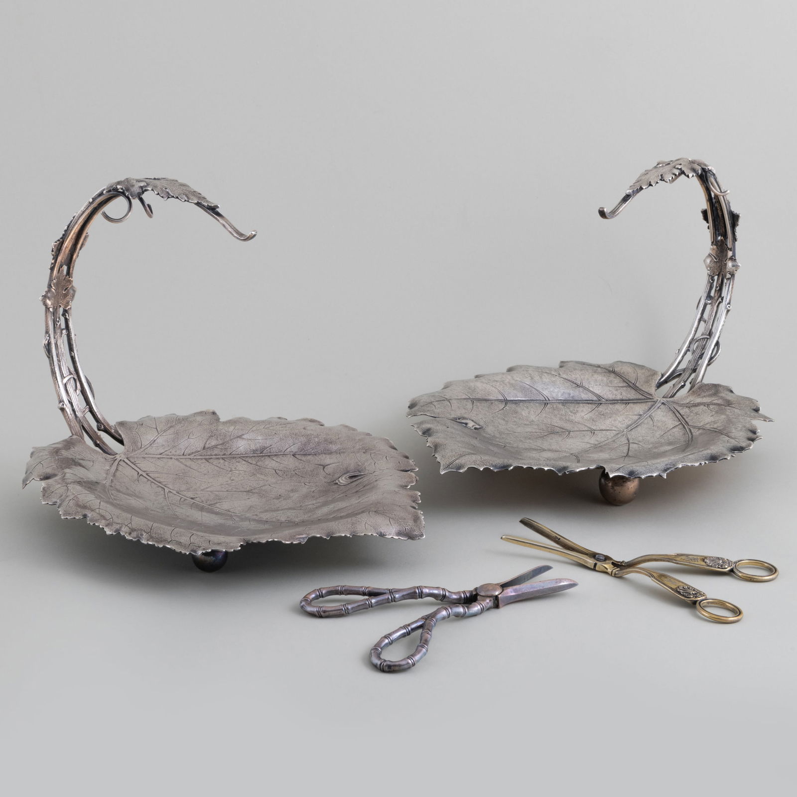 Two American Silver Grape Cradles and Two Pairs of Grape Shears (1 of 13)