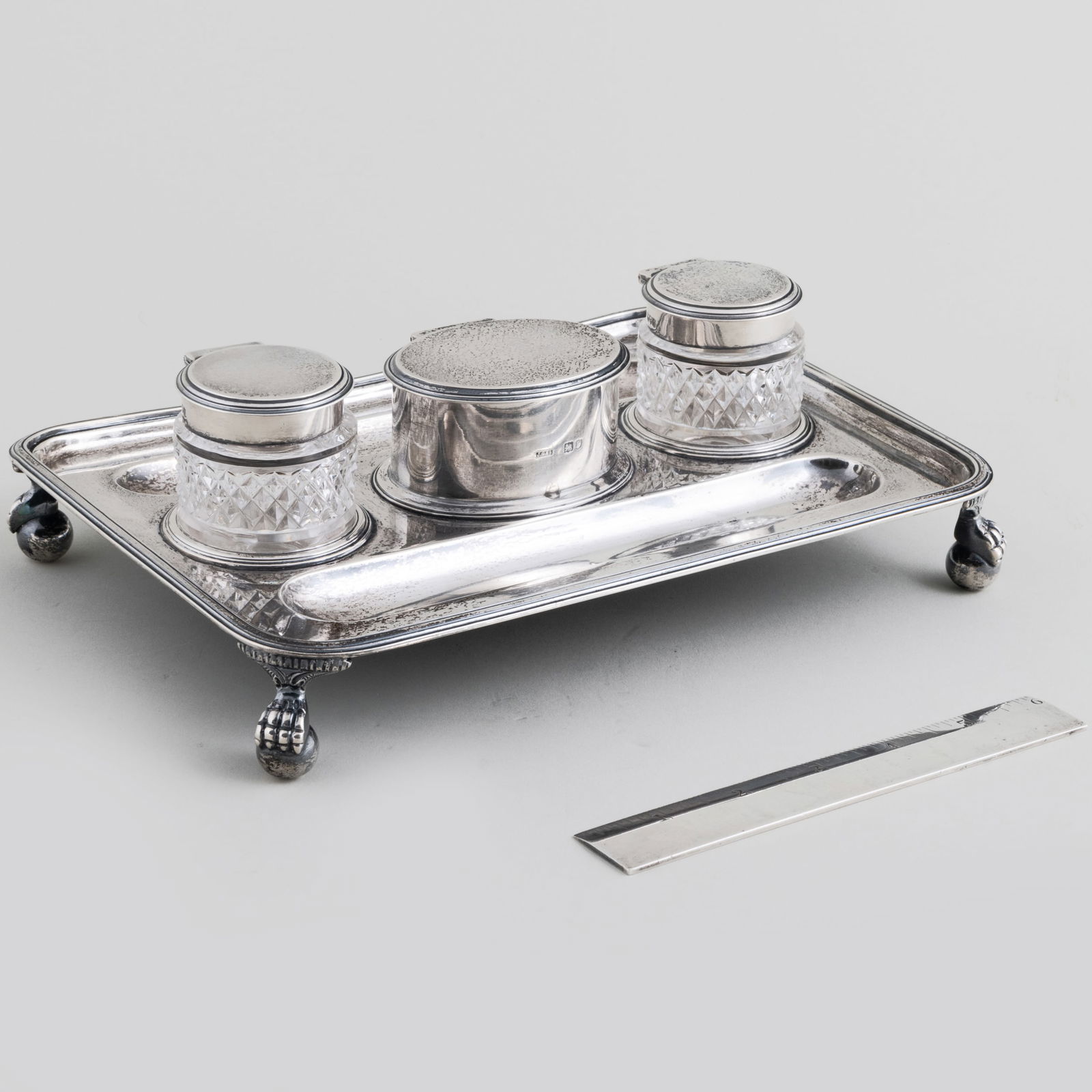 Victorian Silver and Cut Glass Inkstand (1 of 15)