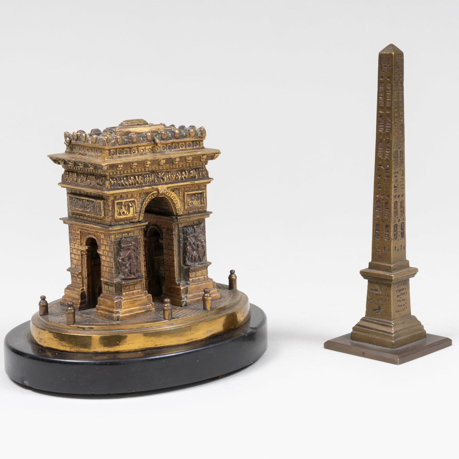 Small Bronze and Marble Luxor Obelisk and a Small Bronze Arc de Triomphe (1 of 10)