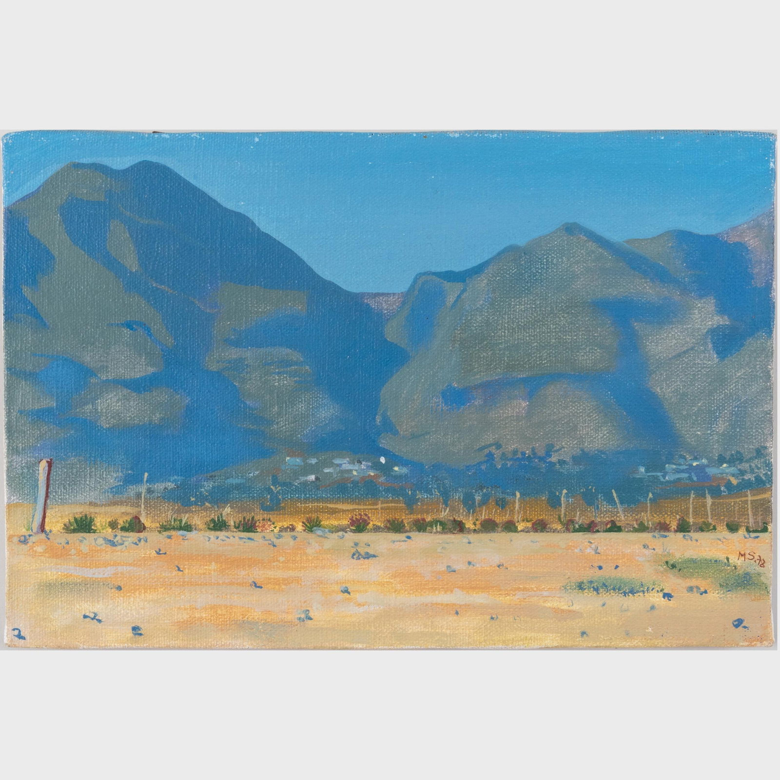 Matthew Spender (b. 1945): Desert Landscape: Matthew Spender (b. 1945): Desert Landscape Oil on canvas, 1978, signed with initials 'MS' and dated lower right. 7 3/4 x 11 3/4 in., unframed. From the Collection of Christopher English Walli