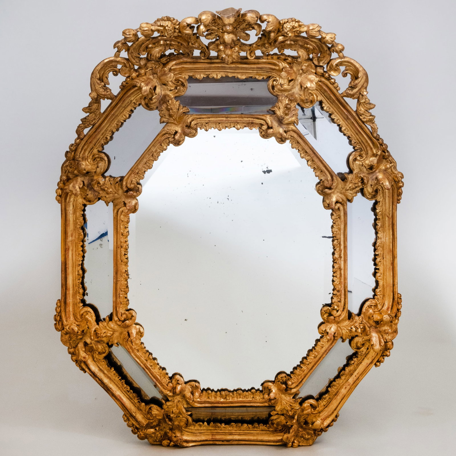 Italian Baroque Style Carved Giltwood Mirror: Italian Baroque Style Carved Giltwood Mirror 4 ft. 10 in. x 42 in.