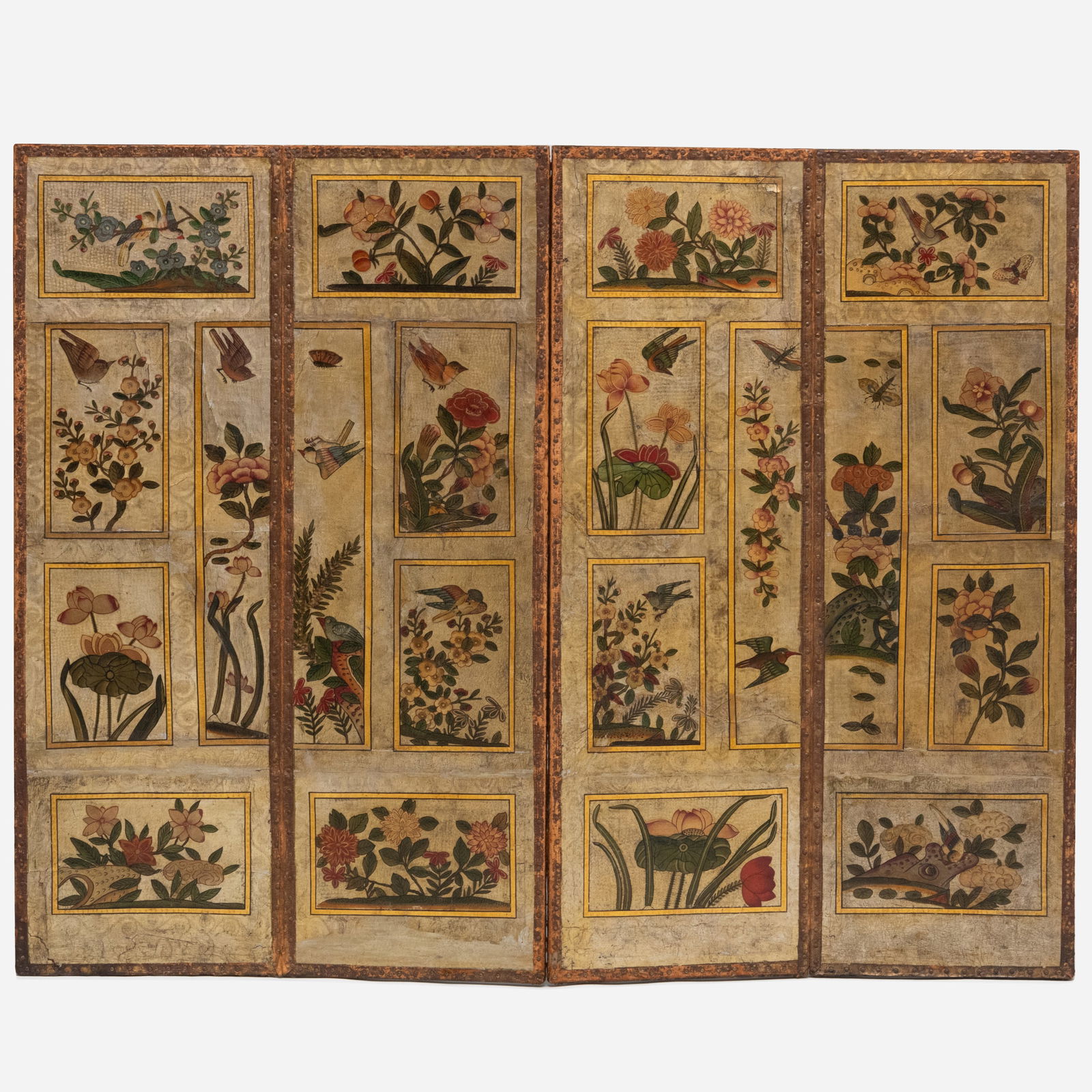 Dutch Painted Leather Four-Panel Folding Screen, in the Asian Taste (1 of 6)