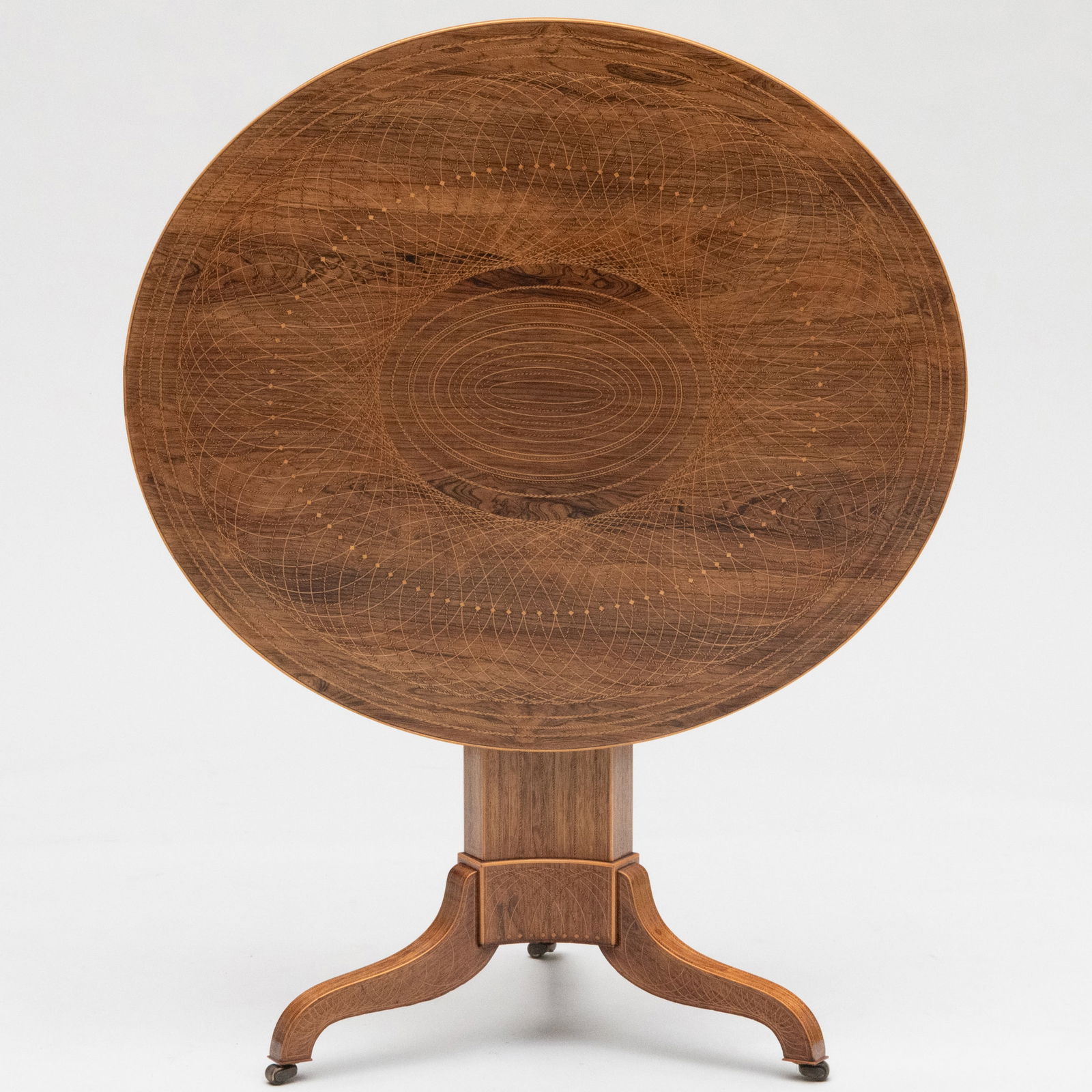 Rare and Fine Charles X Geometric Inlaid Rosewood Tilt-Top Center Table (1 of 10)