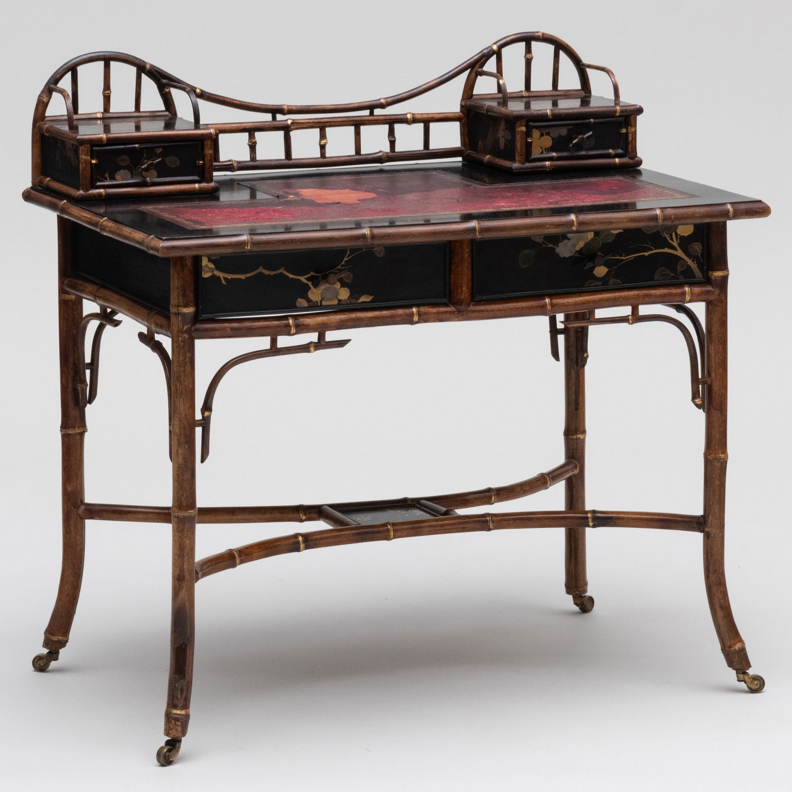 Victorian Bamboo, Black Lacquer and Parcel-Gilt Writing Table (1 of 13)