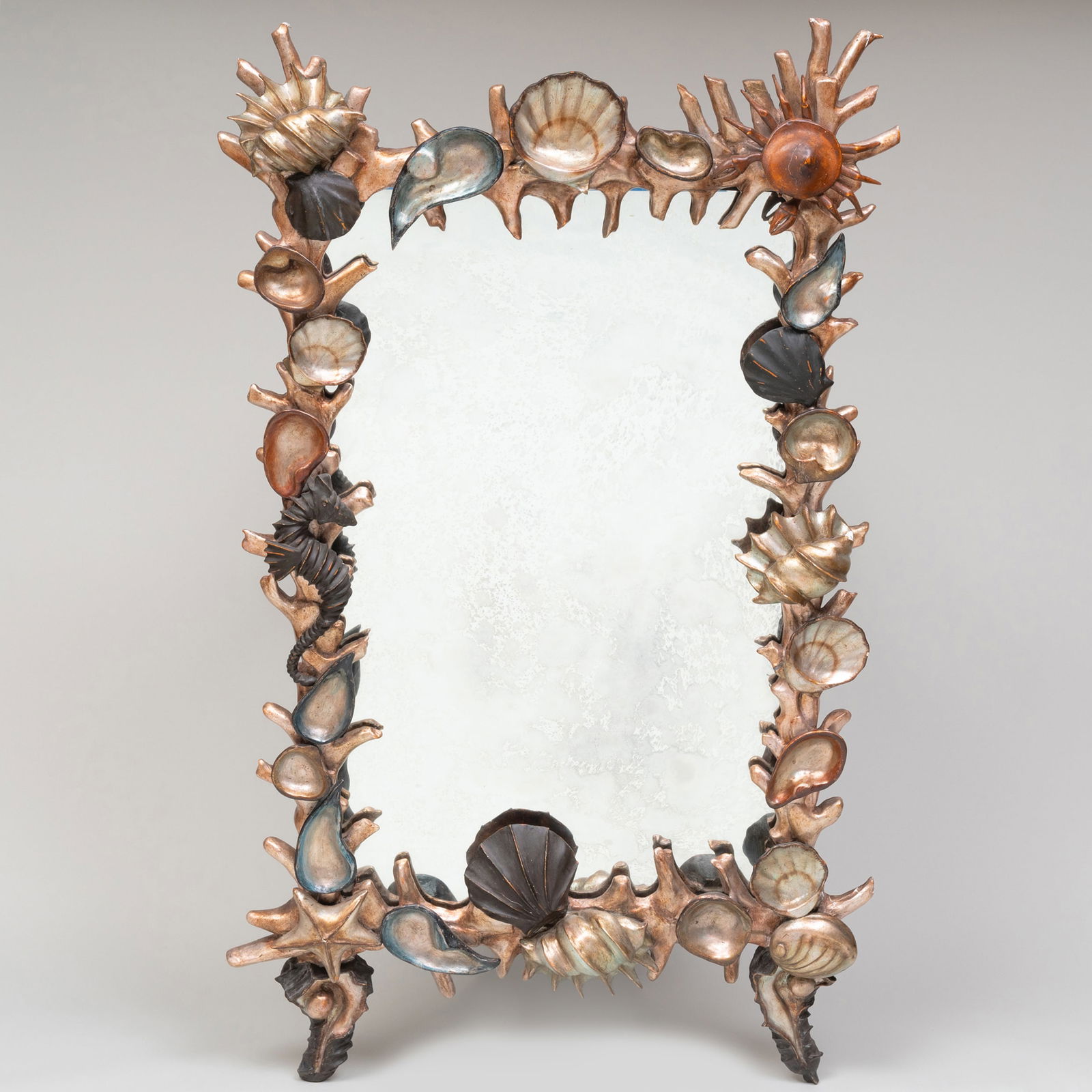Large Italian Painted and Parcel-Gilt Grotto Mirror, Modern (1 of 6)