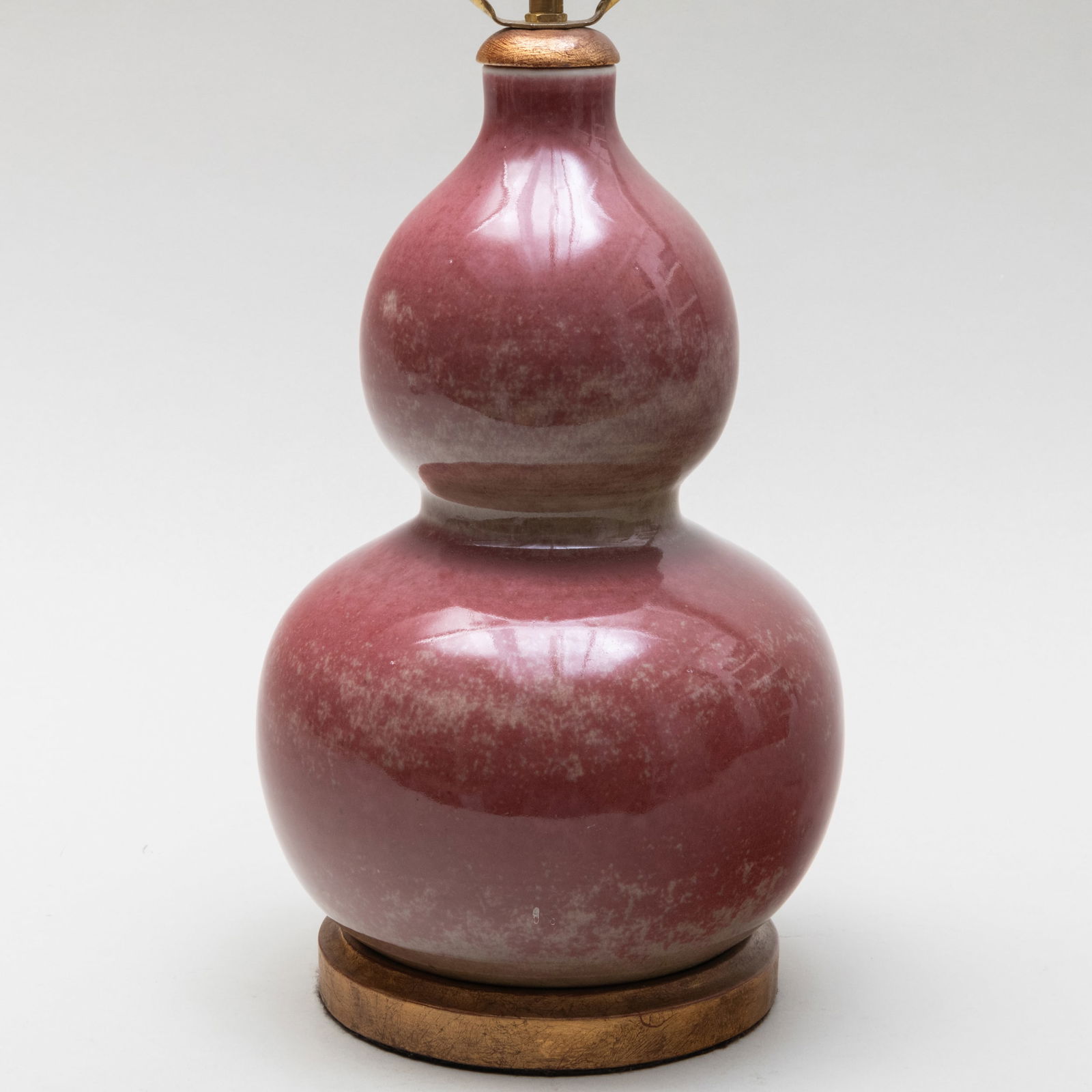Chinese Peachbloom Porcelain Double Gourd Vase Mounted as a Lamp (1 of 6)