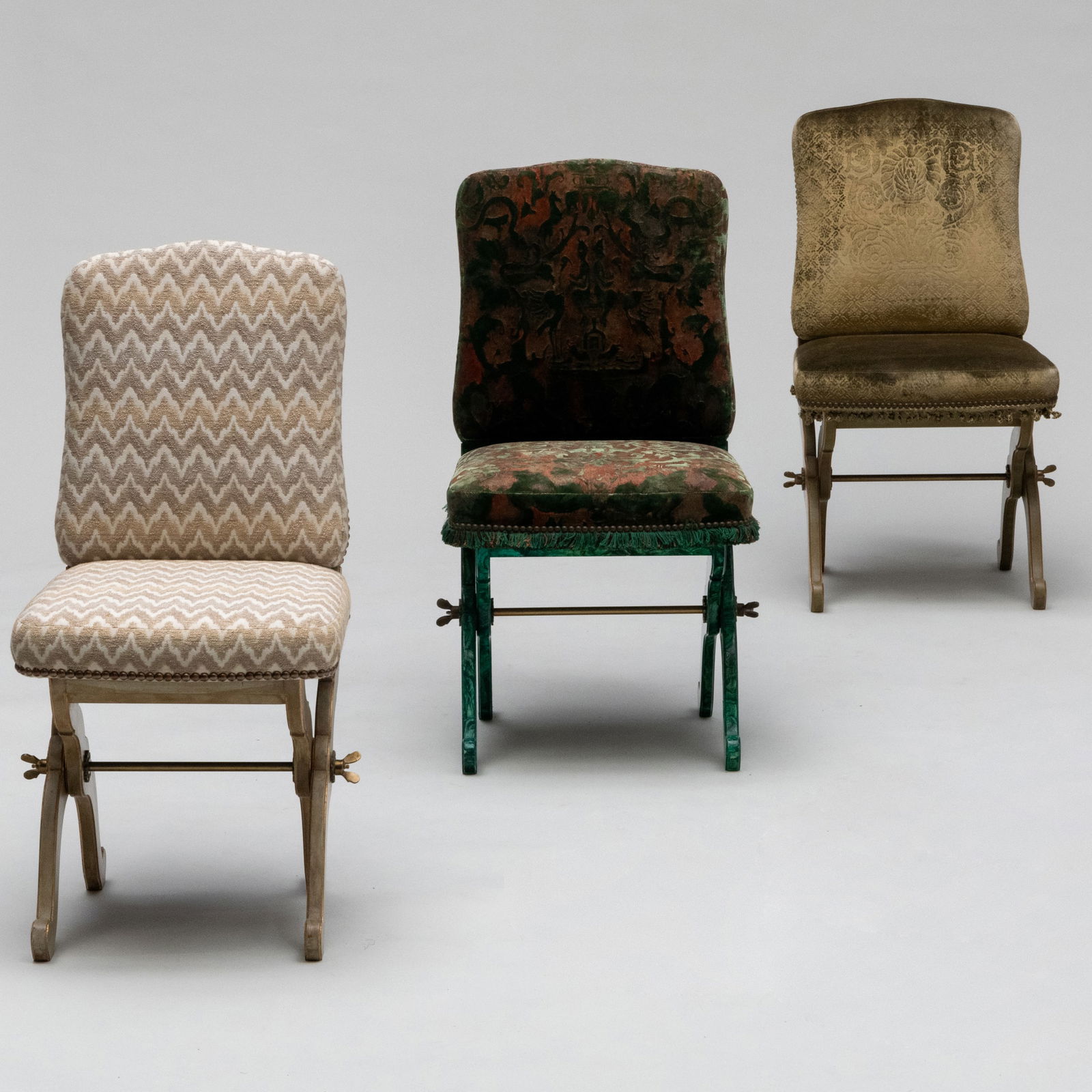 Three Painted and Upholstered Folding Banqueting Chairs, Produced by Ann Getty and Associates (1 of 13)