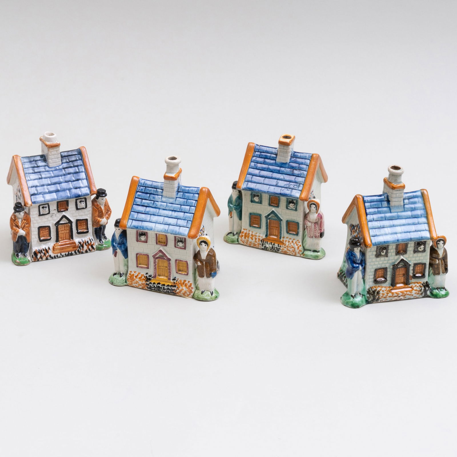 Group of Four Prattware House Form Banks (1 of 13)
