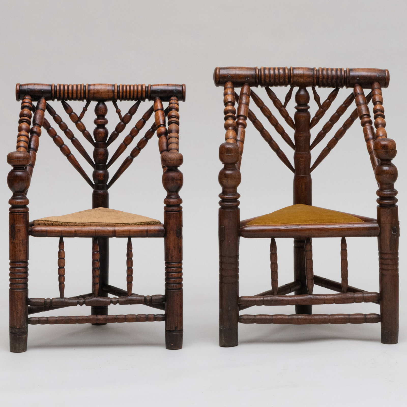 Near Pair of Charles I Yew Wood Turner Chairs: Near Pair of Charles I Yew Wood Turner Chairs 36 x 25 1/2 x 18 in., seat height 18 in. The Collection of Ann and Gordon Getty at STAIR: A Lifetime of Connoisseurship, Curiosity and Collecting Sold Sot