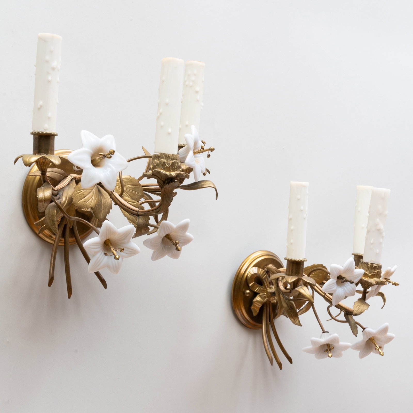 Pair of Art Nouveau Bronze and Glass Sconces: Pair of Art Nouveau Bronze and Glass Sconces 13 x 12 in. The Collection of Ann and Gordon Getty at STAIR: A Lifetime of Connoisseurship, Curiosity and Collecting The Collection of Ann and Gordon Getty
