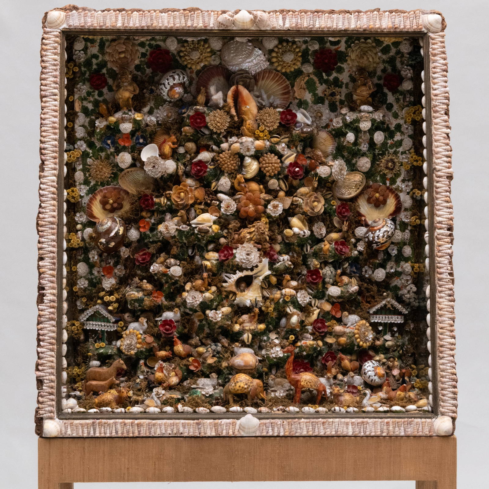 Large Victorian Shellwork And Barkwork Figural Shadow Box Auction