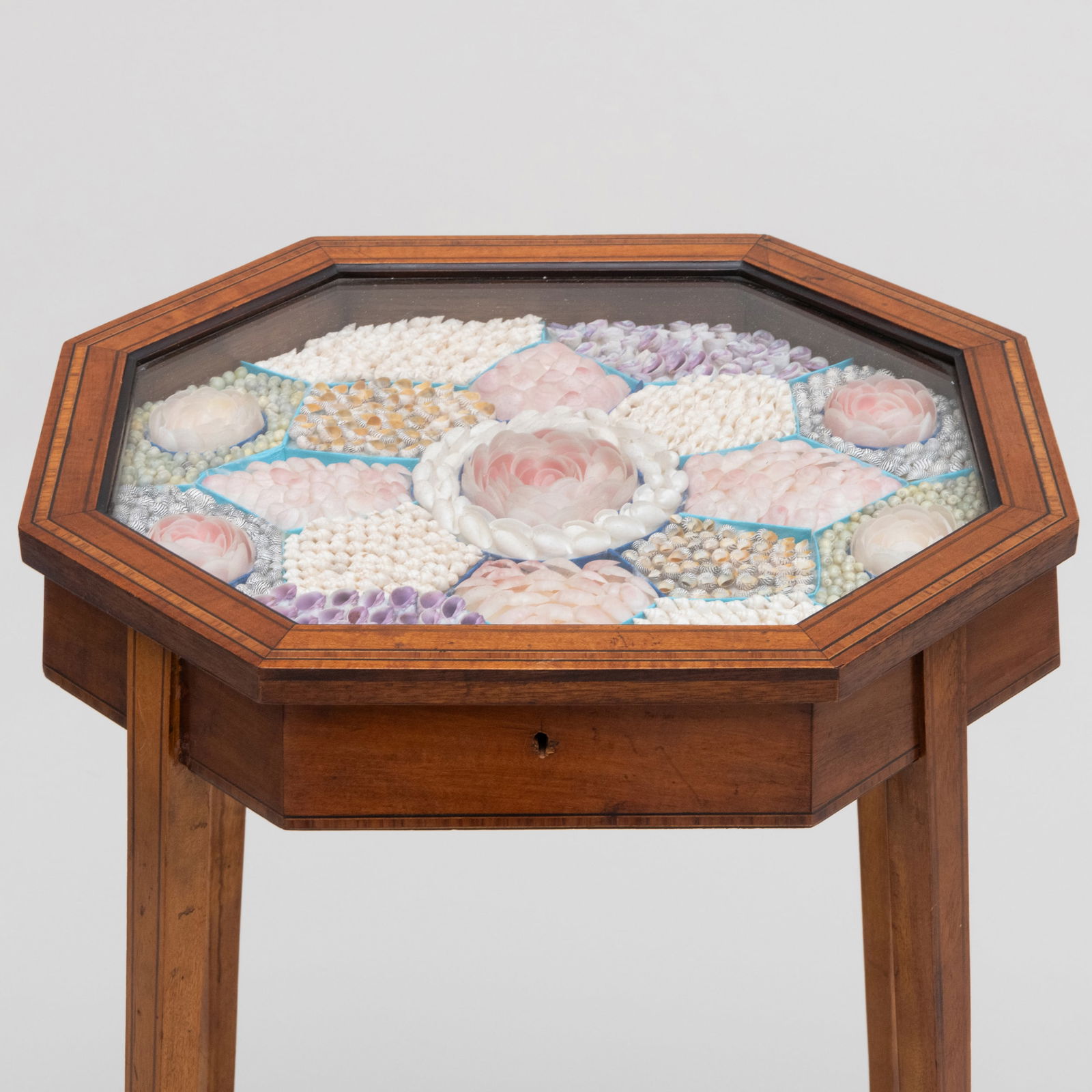 English Inlaid Satinwood Shellwork Sailor's Valentine Table (1 of 14)