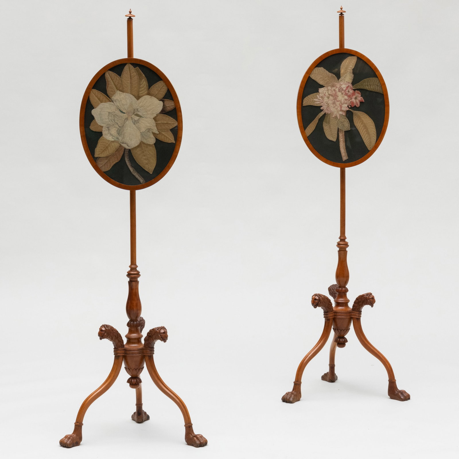 Pair of George III Satinwood Pole Screens (1 of 12)