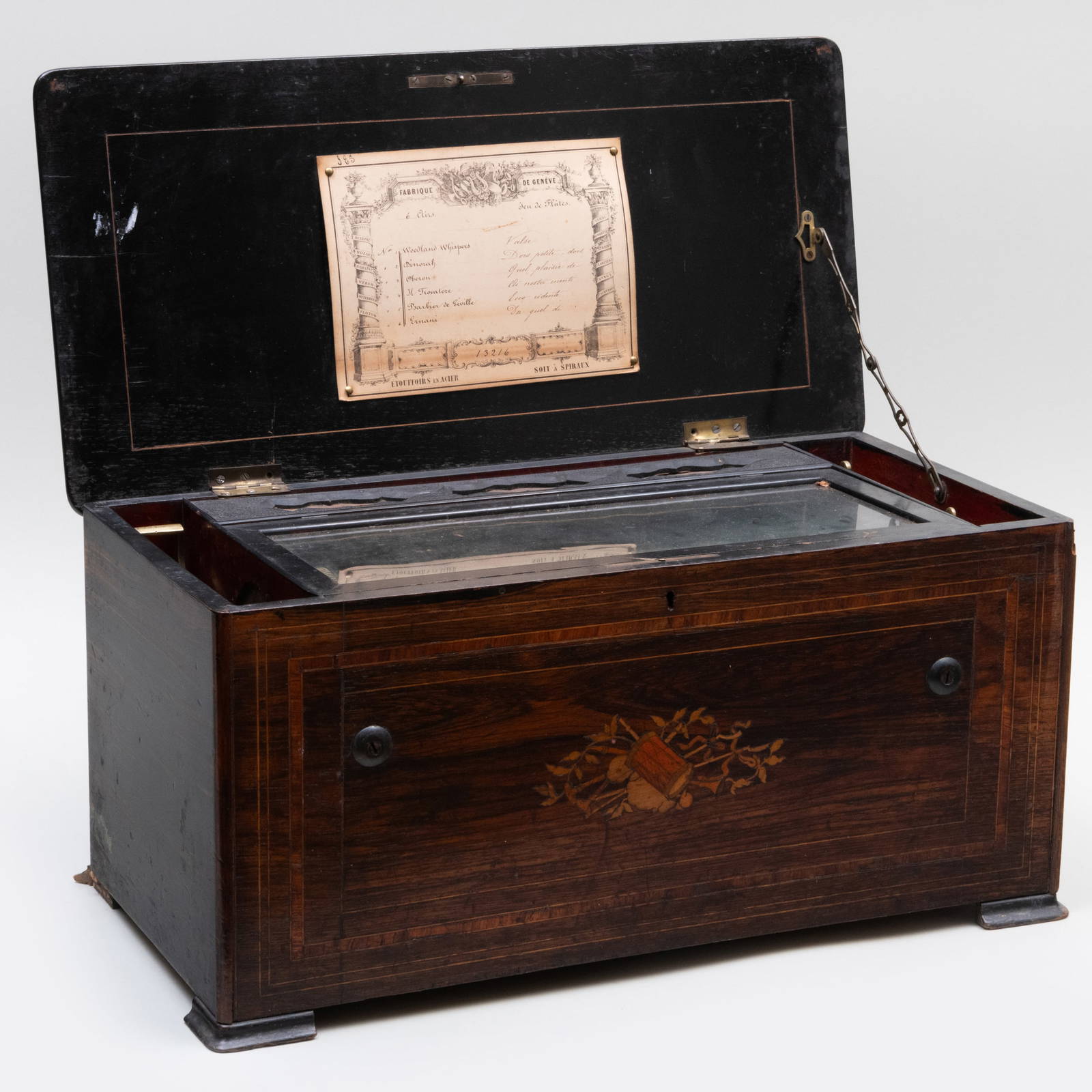 Swiss Inlaid Rosewood Music Box Auction