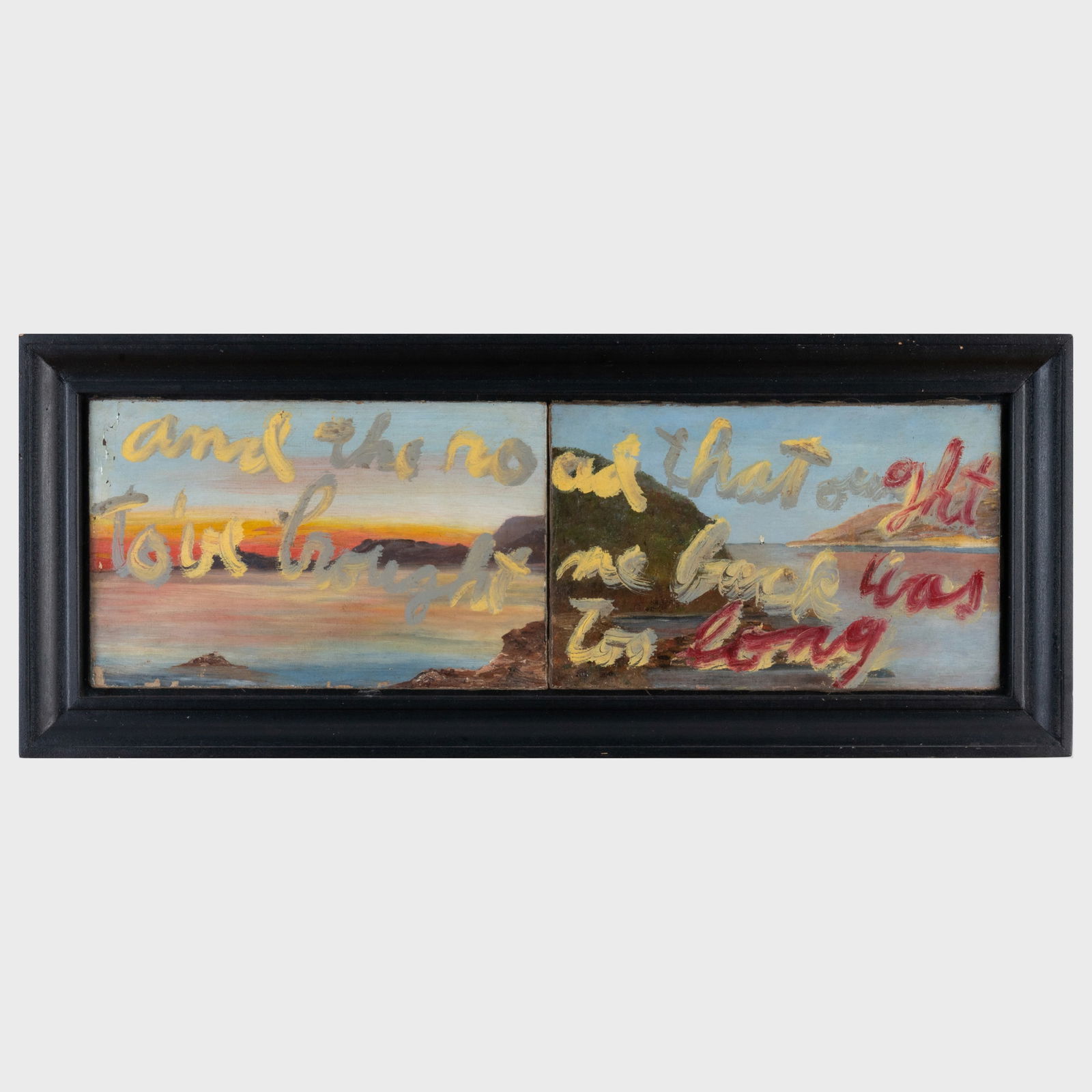 Rene Ricard (1946-2014): And The Road That Ought: Rene Ricard (1946-2014): And The Road That Ought Oil on two canvas panels, unsigned. 8 1/2 x 27 1/2 in. (overall), 12 1/2 x 31 1 /2 in. (frame). The artist; Collection of Donald Baechler.