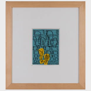 Jonathan Lasker (b. 1948): Untitled: Jonathan Lasker (b. 1948): Untitled Oil on paper, 1987, signed 'J.Lasker' and dated on the reverse. 6 5/8 x 5 in. (sheet), 16 1/2 x 15 in. (frame). Collection of Donald Baechler.