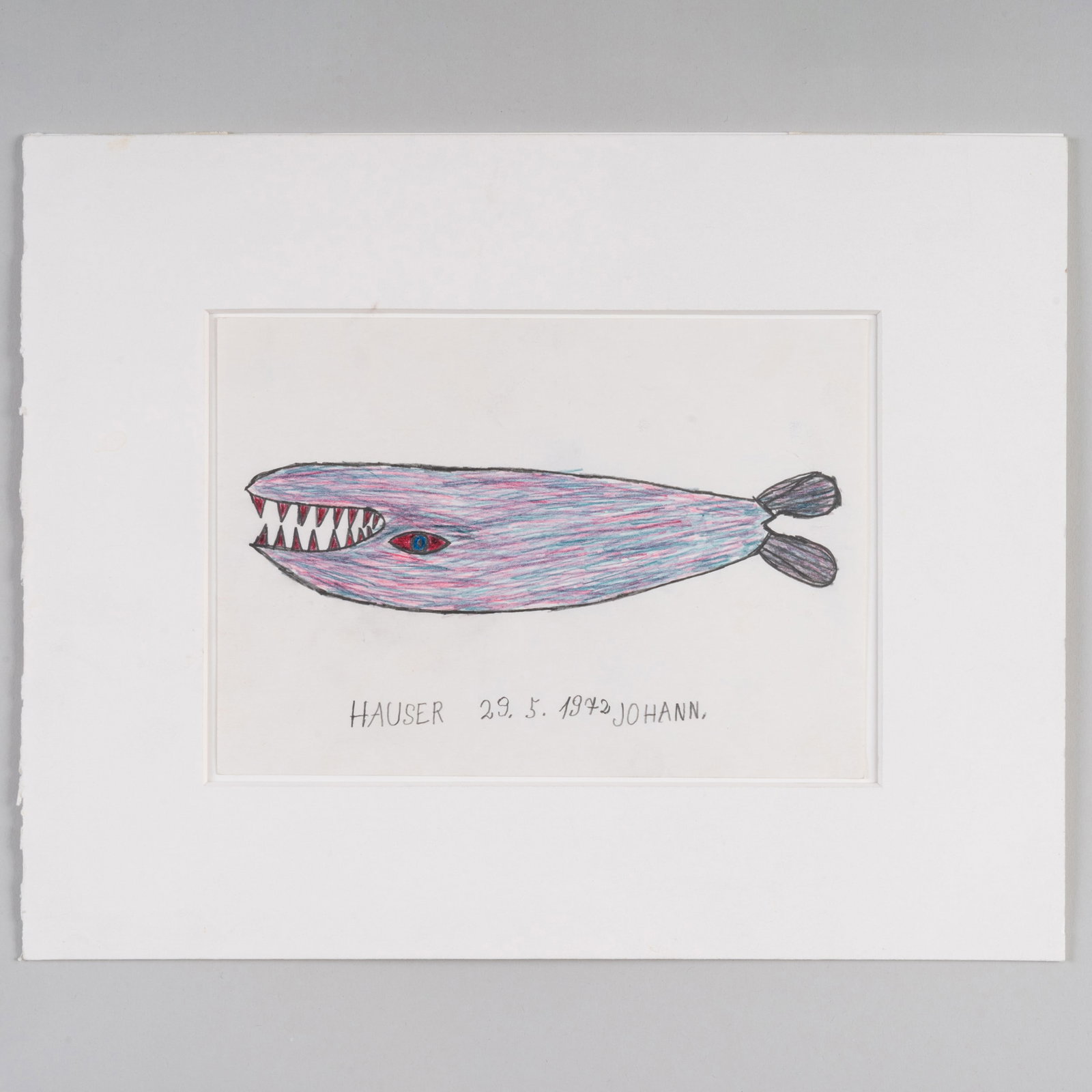 Johann Hauser (1926-1996): Untitled: Johann Hauser (1926-1996): Untitled Pencil and colored pencil on paper, 1972, signed 'Hauser Johann.' and dated lower center. 6 x 8 1/4 in. (unframed). Collection of Donald Baechler.