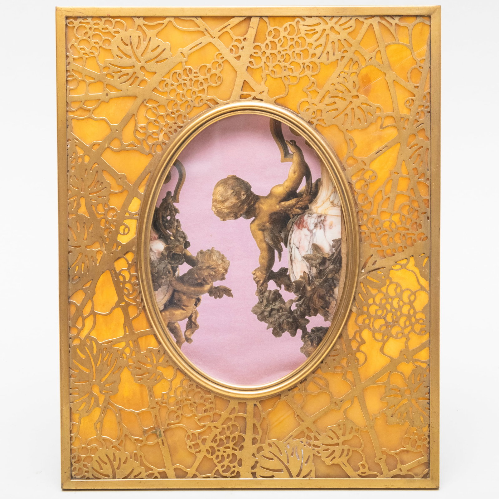 Tiffany Studios Gilt-Bronze Grapevine Picture Frame: Tiffany Studios Gilt-Bronze Grapevine Picture Frame Stamped and with no. 946. 9 1/2 x 7 1/2 in. Sold Christie's New York, December 12, 1995, Lot 1069. The Collection of Ann and Gordon Getty.