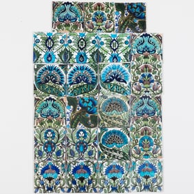 Group of William De Morgan Tiles in Complimentary Blue Flower Patterns