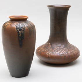 Two Rookwood Pottery Brown Glazed Vases