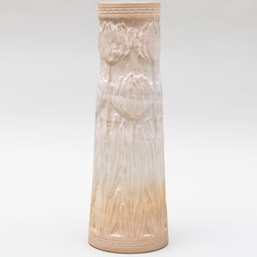 Tiffany Studios Bisque Ceramic Vase Decorated with Stylized Flowers