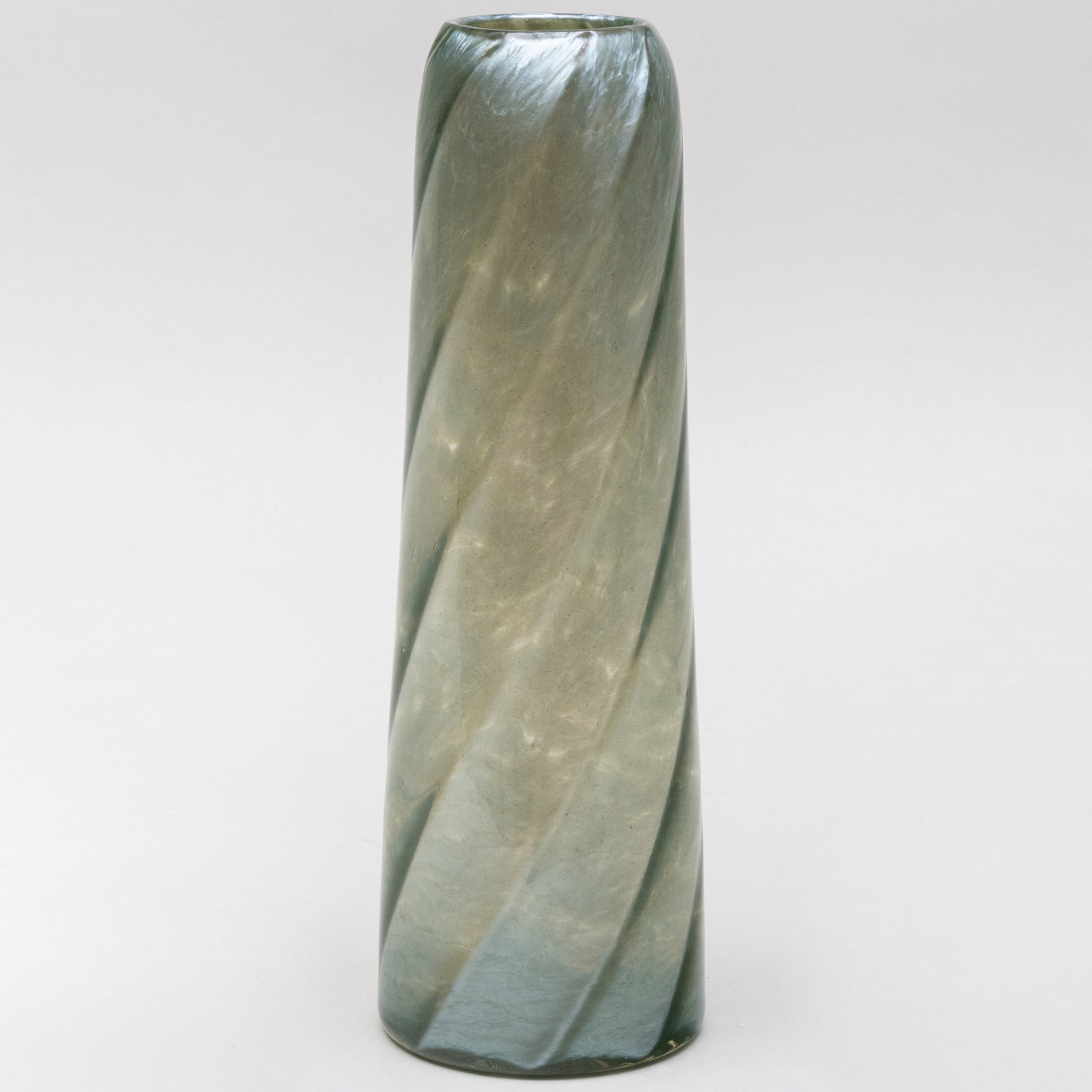 Loetz Internally Decorated Glass Vase: Loetz Internally Decorated Glass Vase Unmarked; the design attributed to Kerschner. 12 3/4 x 4 1/8 in. diam. Sold Sotheby's Amsterdam sale 0999 May 24, 2006, lot 75. The Collection of Ann and Gordon G