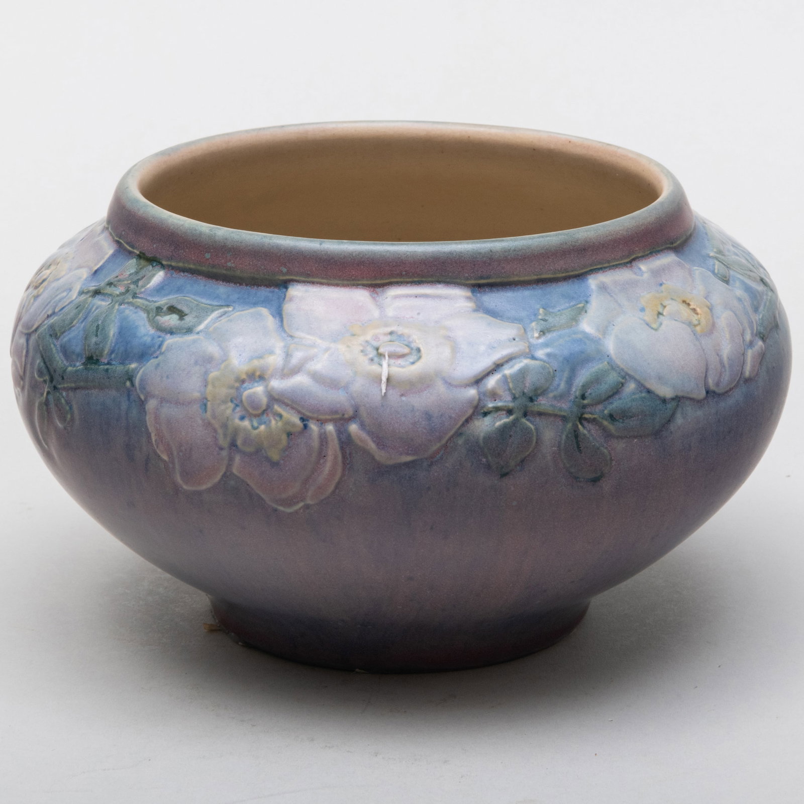 Newcomb College Pottery Vase: Newcomb College Pottery Vase 'HB' monogram mark. 4 1/4 x 7 1/4 in. diam. Isak Lindenauer Antiques, San Francisco, 1994. The Collection of Ann and Gordon Getty.