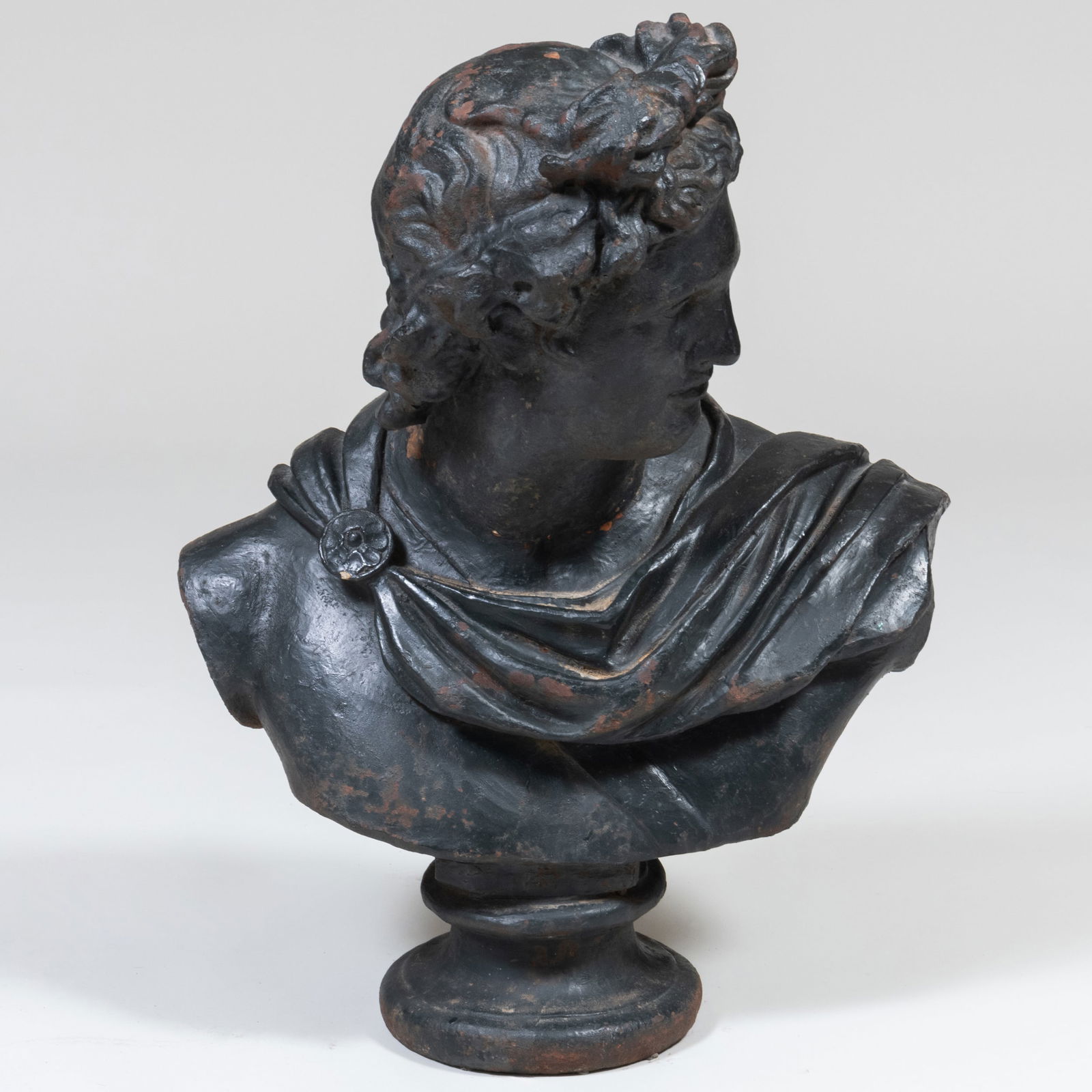 Ebonized Cast-Iron Bust of the Apollo Belvedere, After the Antique (1 of 10)