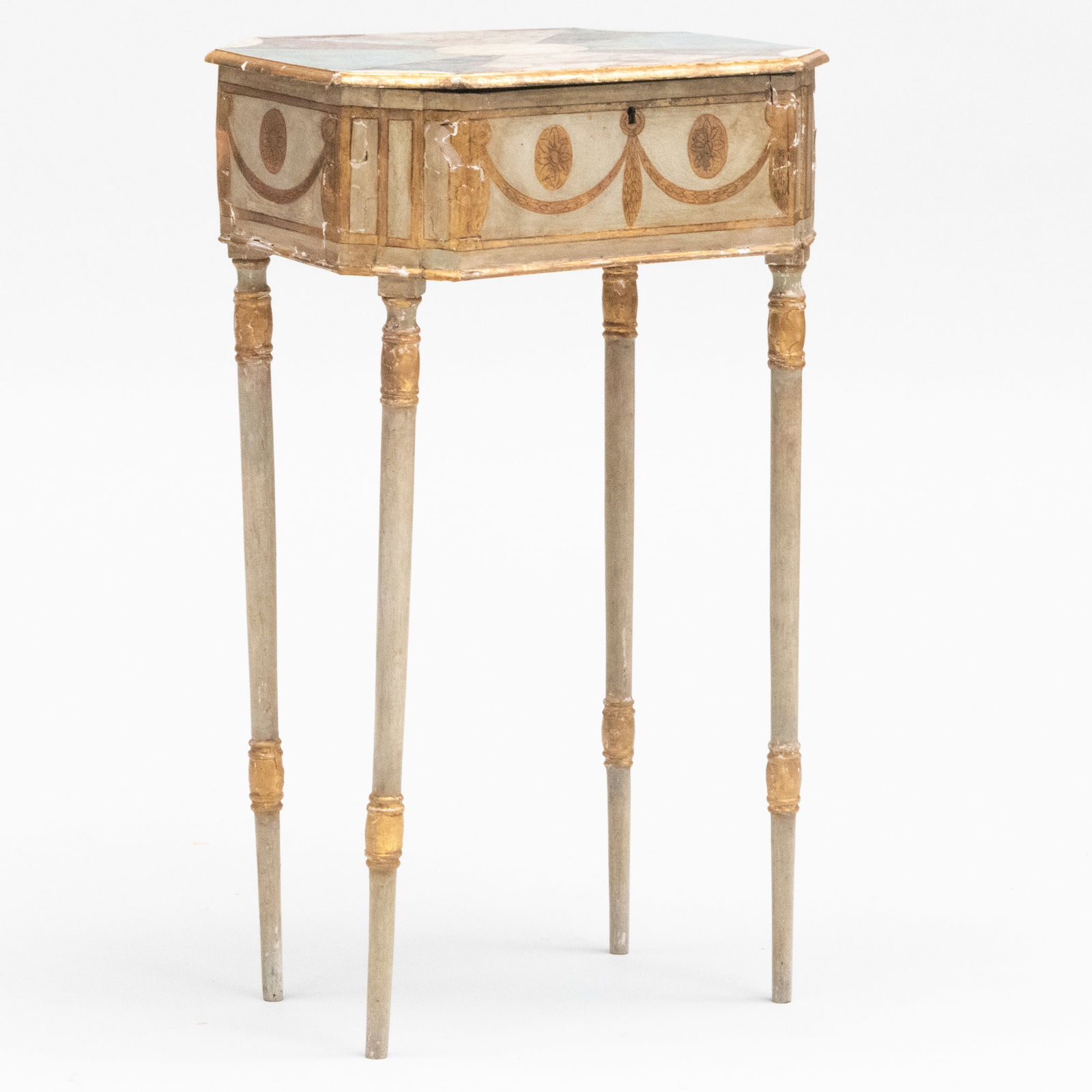 George III Faux Painted and Parcel-Gilt Work Table (1 of 8)