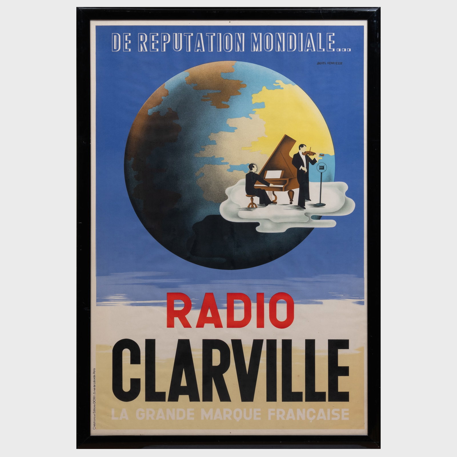 Bahel Henriesse: Radio Clarville: Bahel Henriesse: Radio Clarville Lithographic poster. 47 x 31 in. (sight), 50 1/2 x 34 in. (frame).