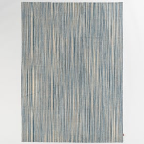 Blue and White Stripe Flatweave Carpet